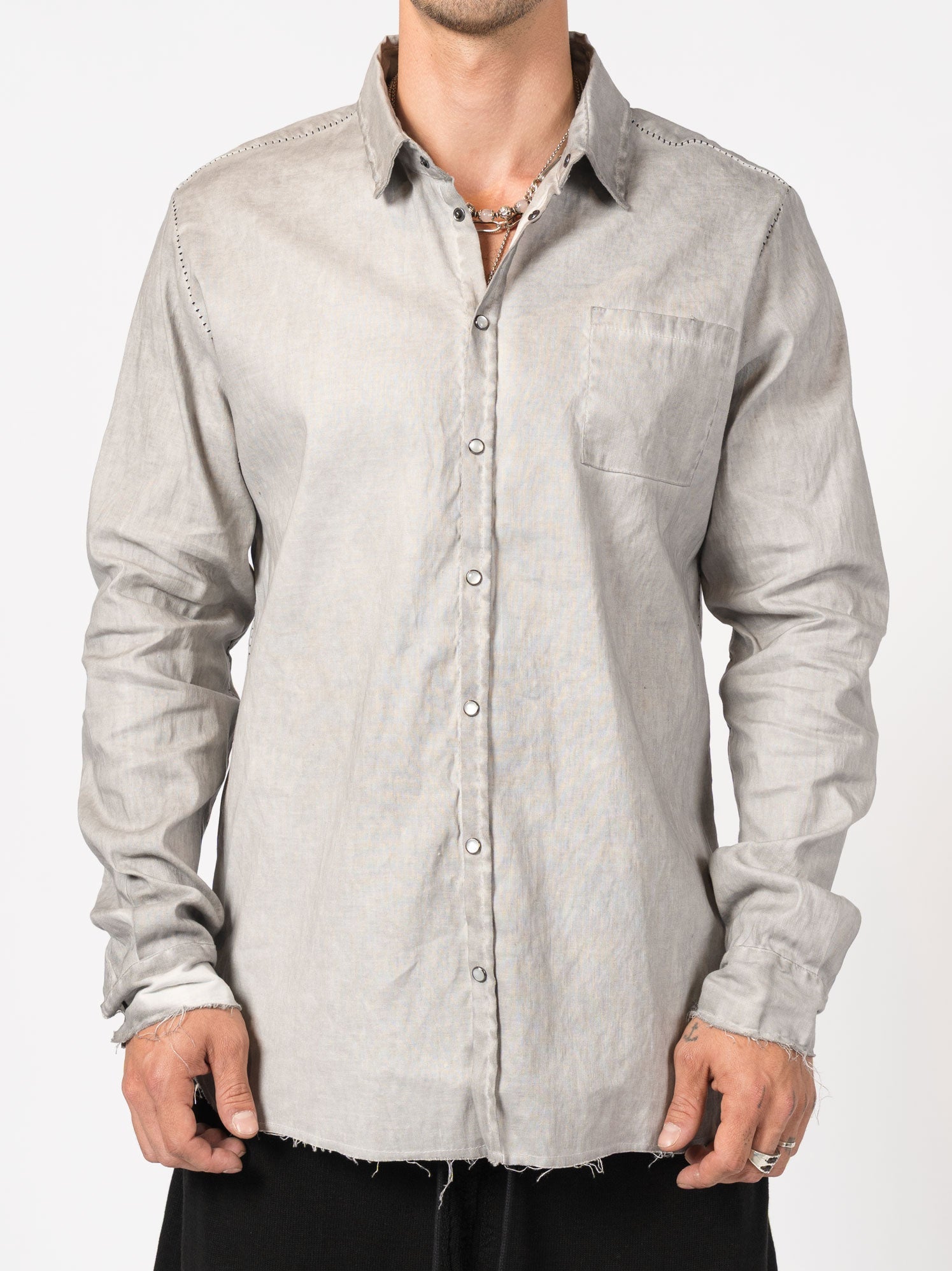 Distressed Linen Blend Shirt