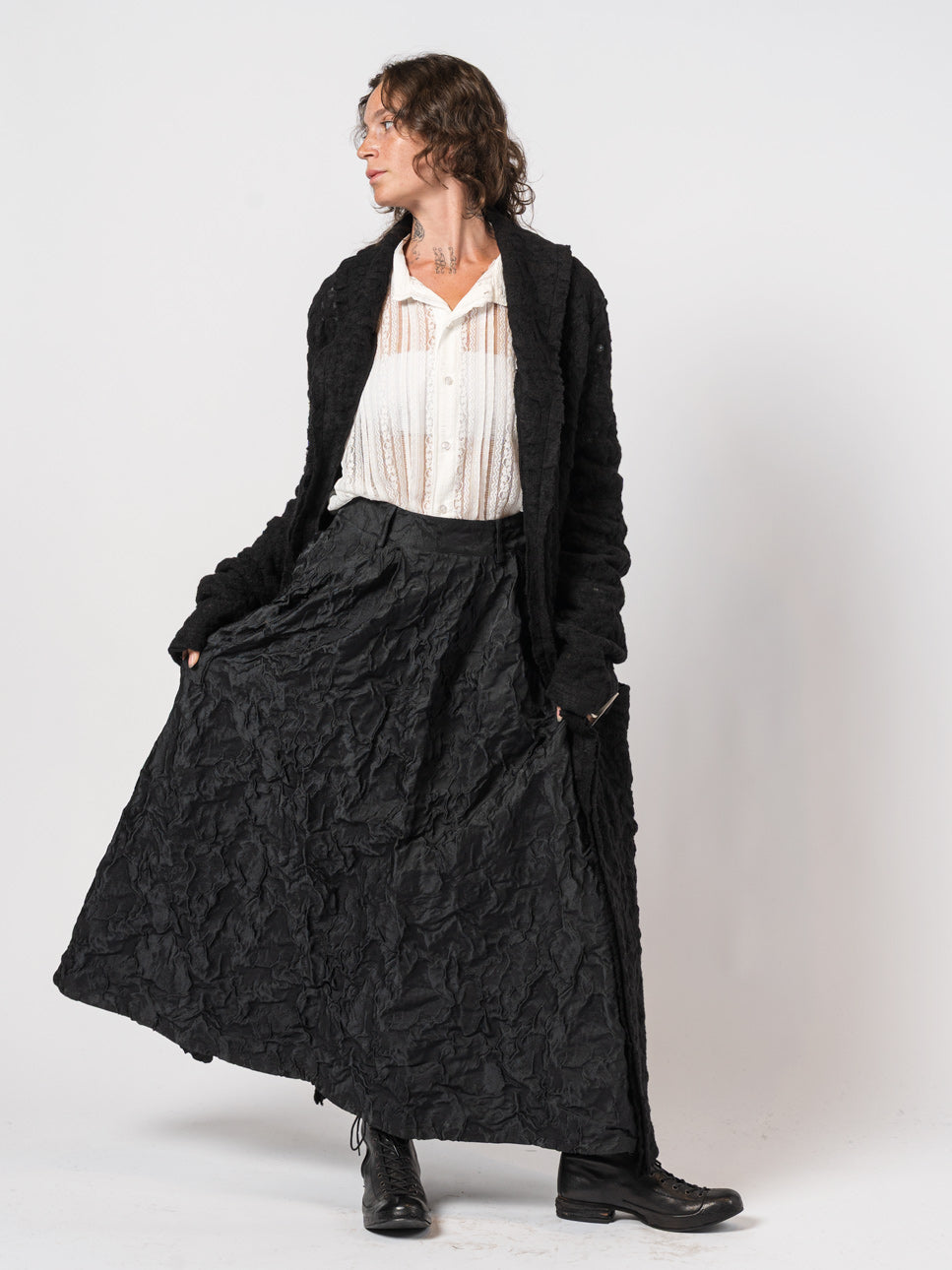 Long Textured Wool Coat