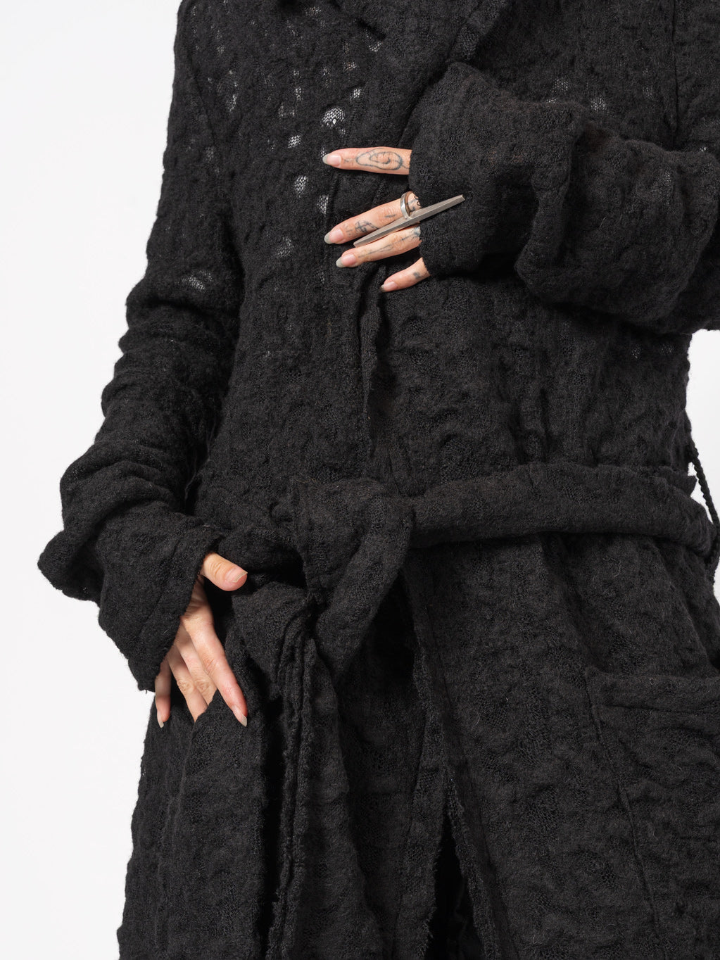 Long Textured Wool Coat