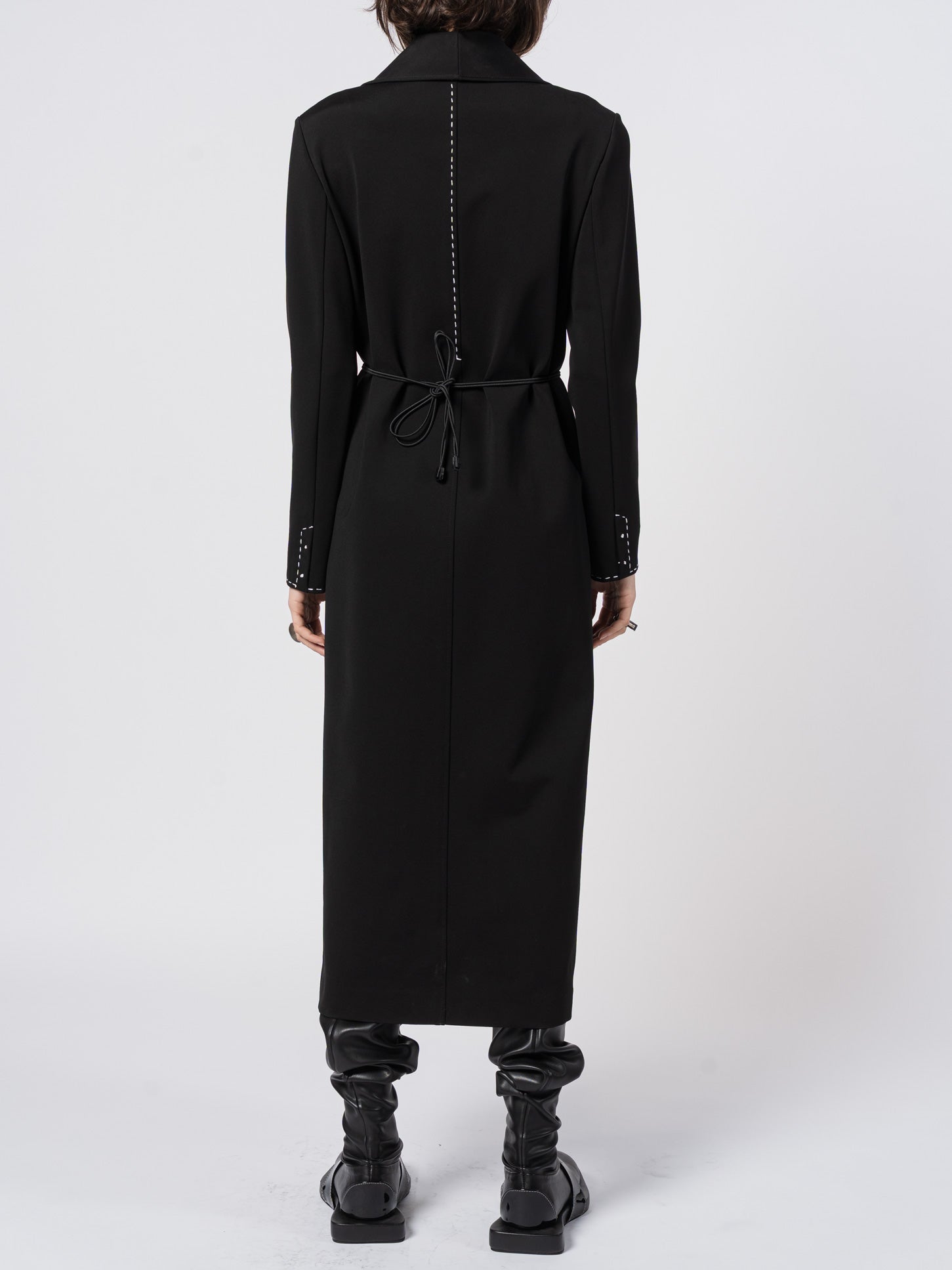 Lace-Up Tailored Long Coat
