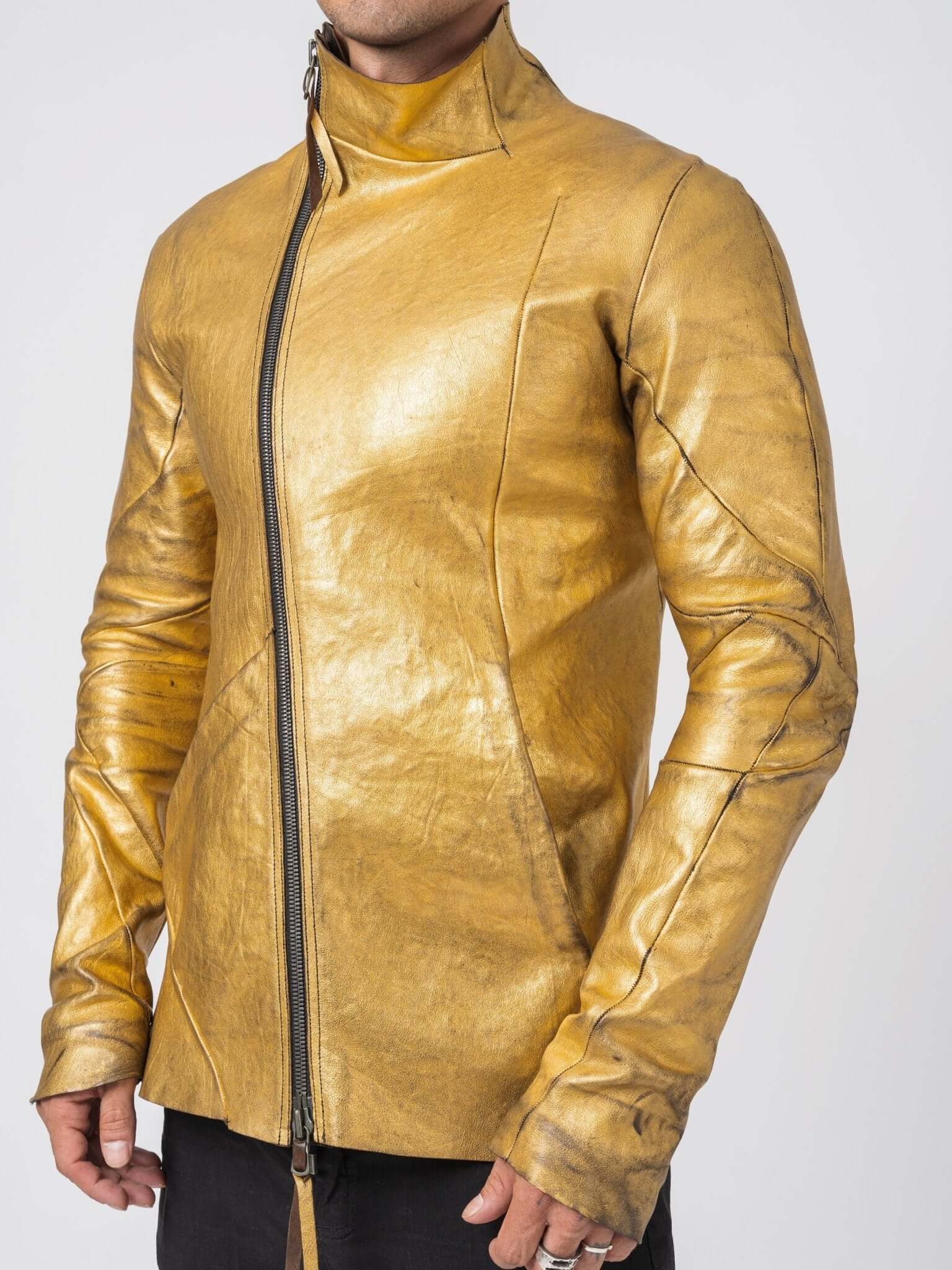 24K Gold Deconstructed Horse Leather Jacket