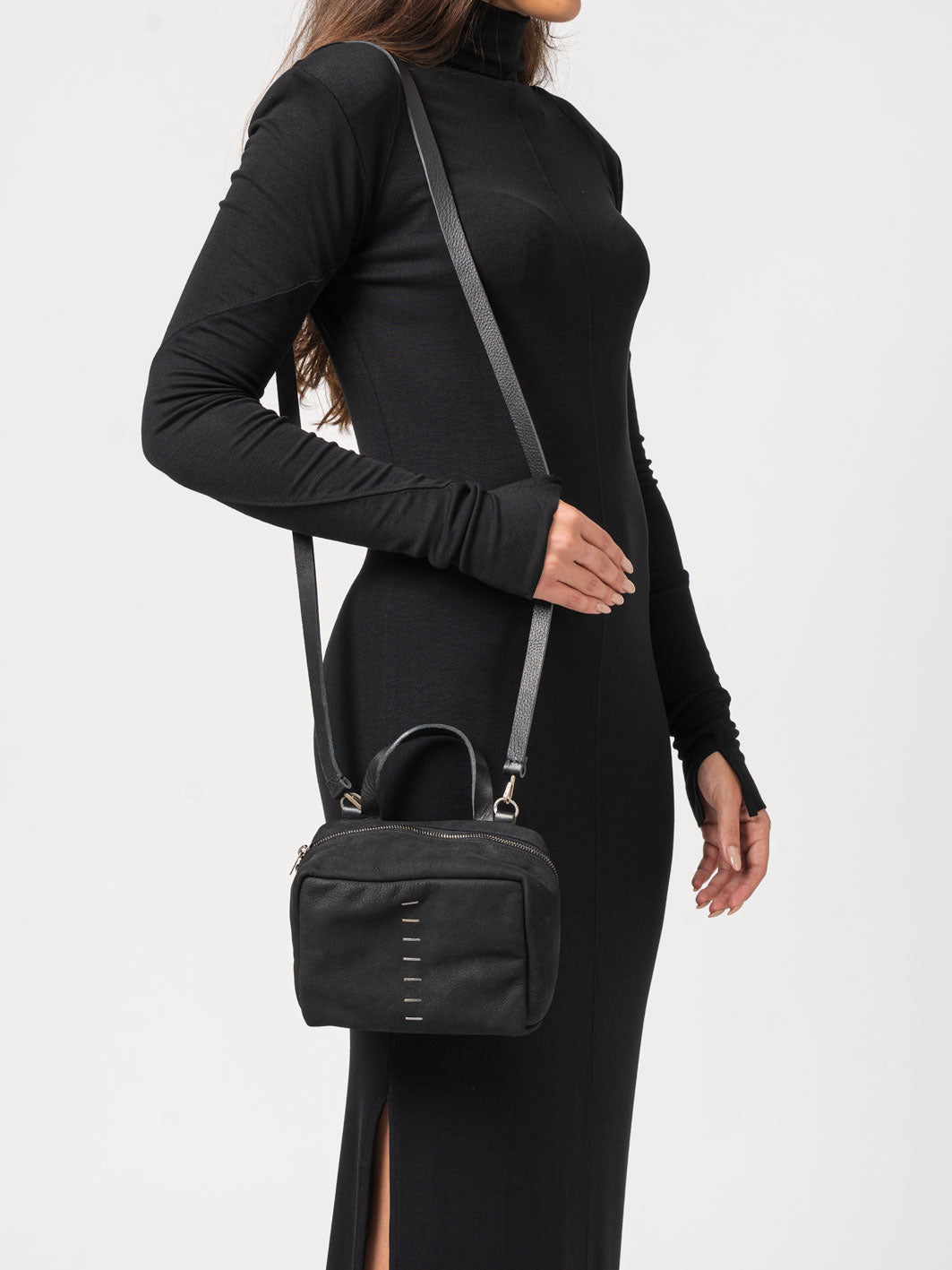 Cube-Shaped Calfskin Crossbody Bag