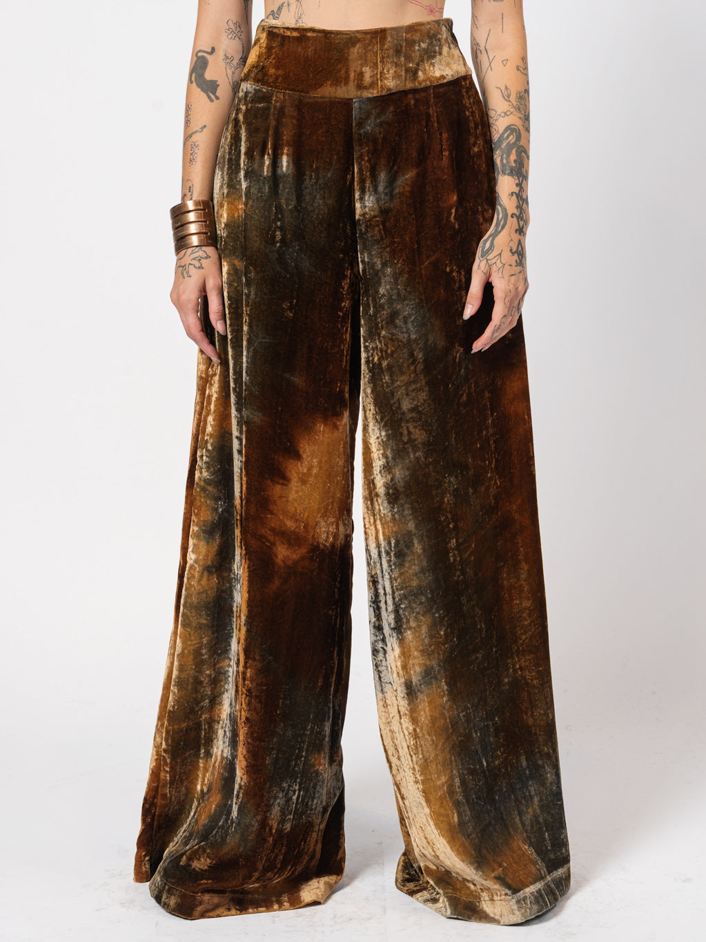 Velvet Wide-Leg Pants
