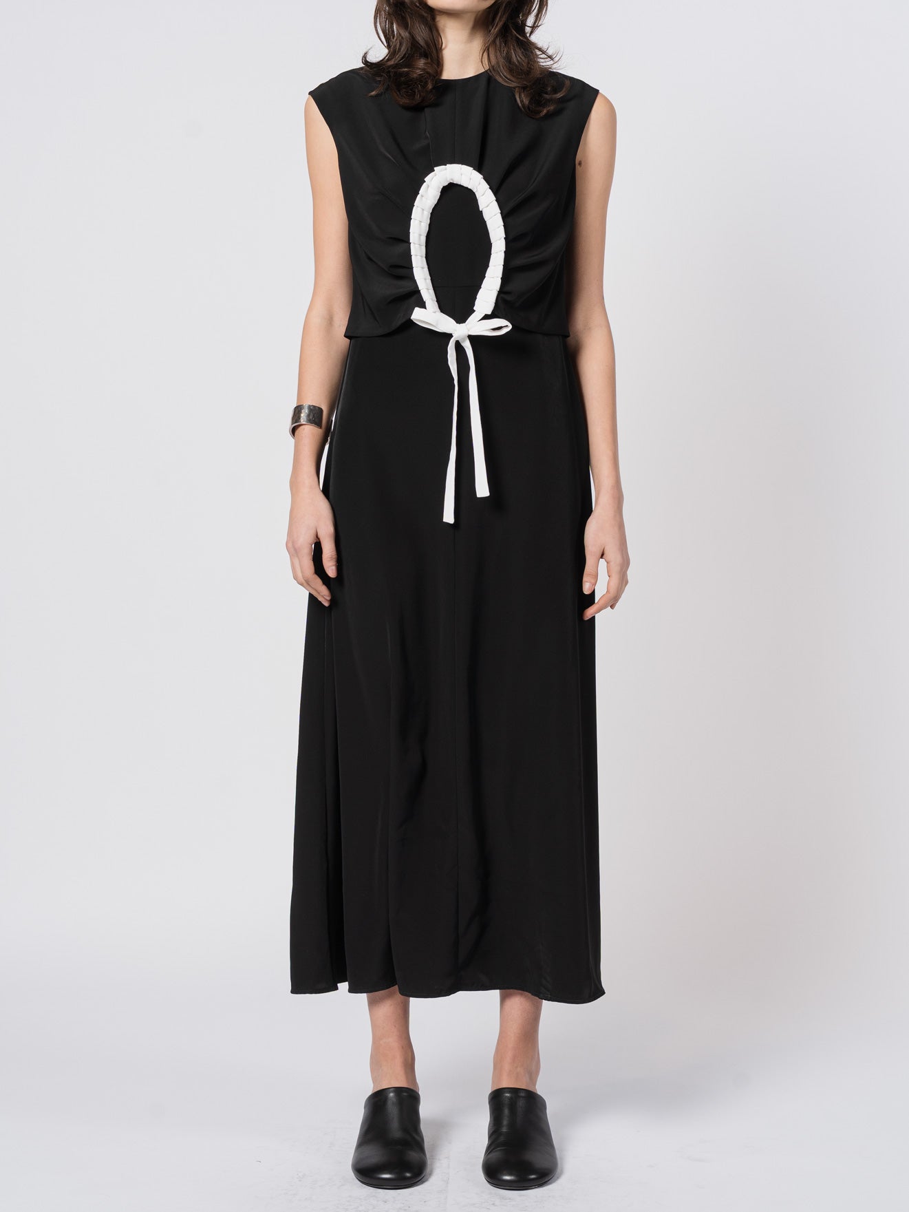 Midi Dress with Pleated Motif