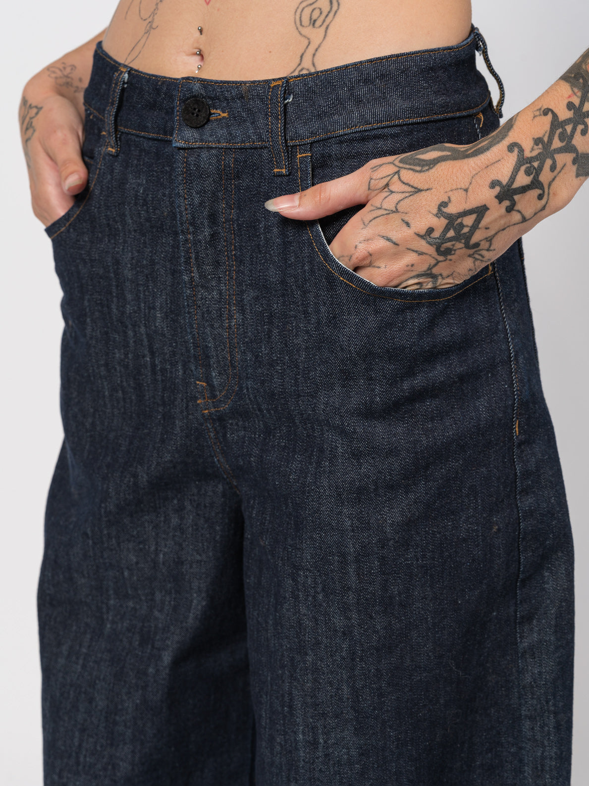 Wide-Leg Denim Pants
