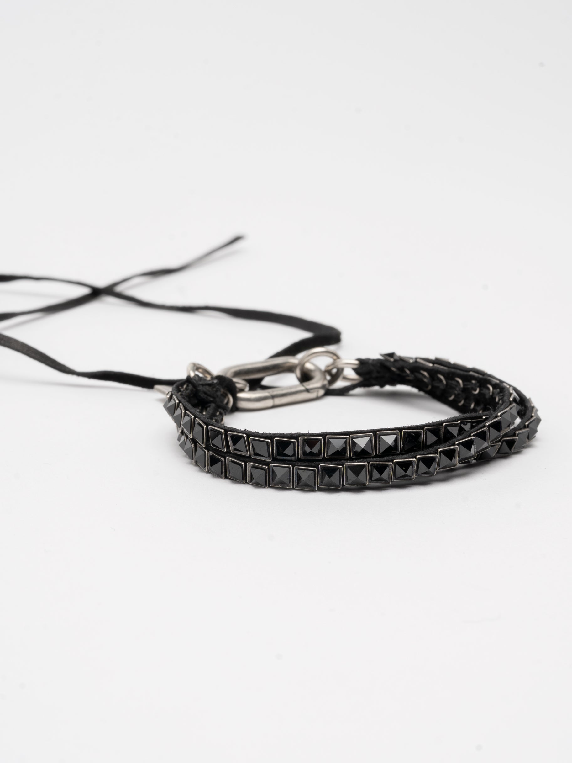 Leather and Hematite Wrap Bracelet