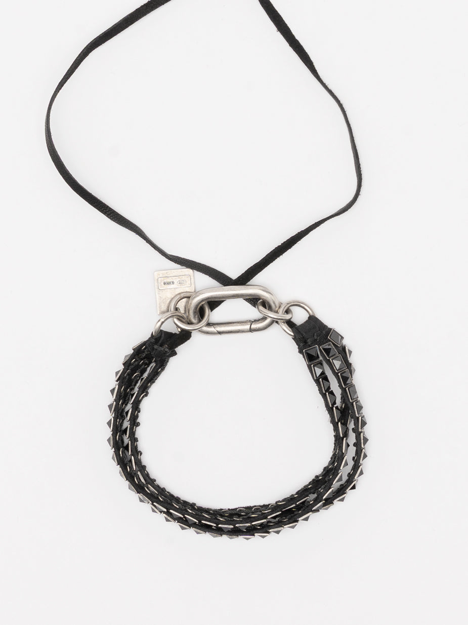 Leather and Hematite Wrap Bracelet