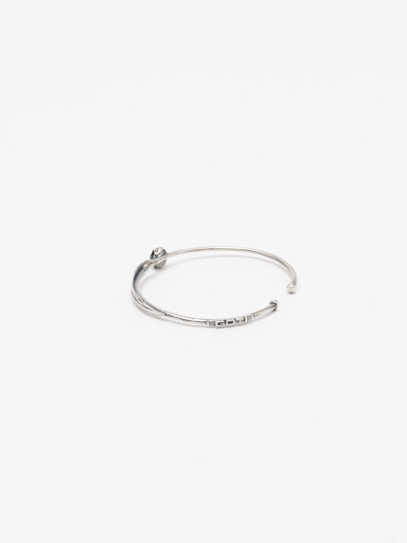 Silver Cuff Bracelet with Black Zircon