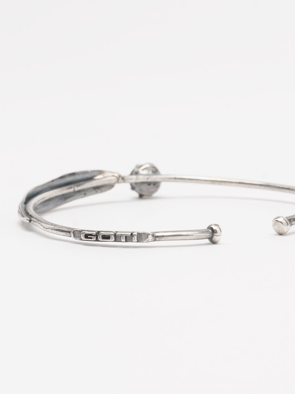 Silver Cuff Bracelet with Black Zircon