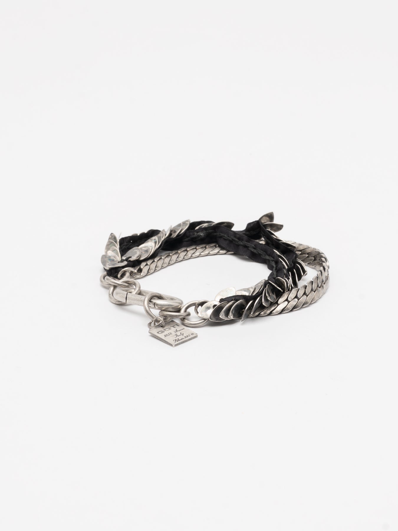 Layered Silver and Leather Bracelet