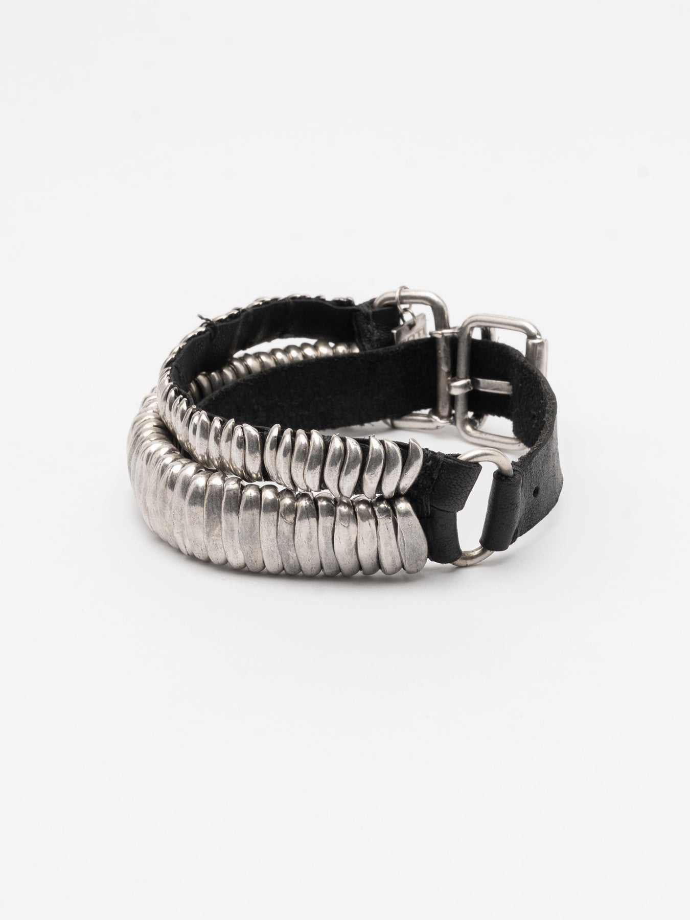 Layered Silver and Leather Bracelet