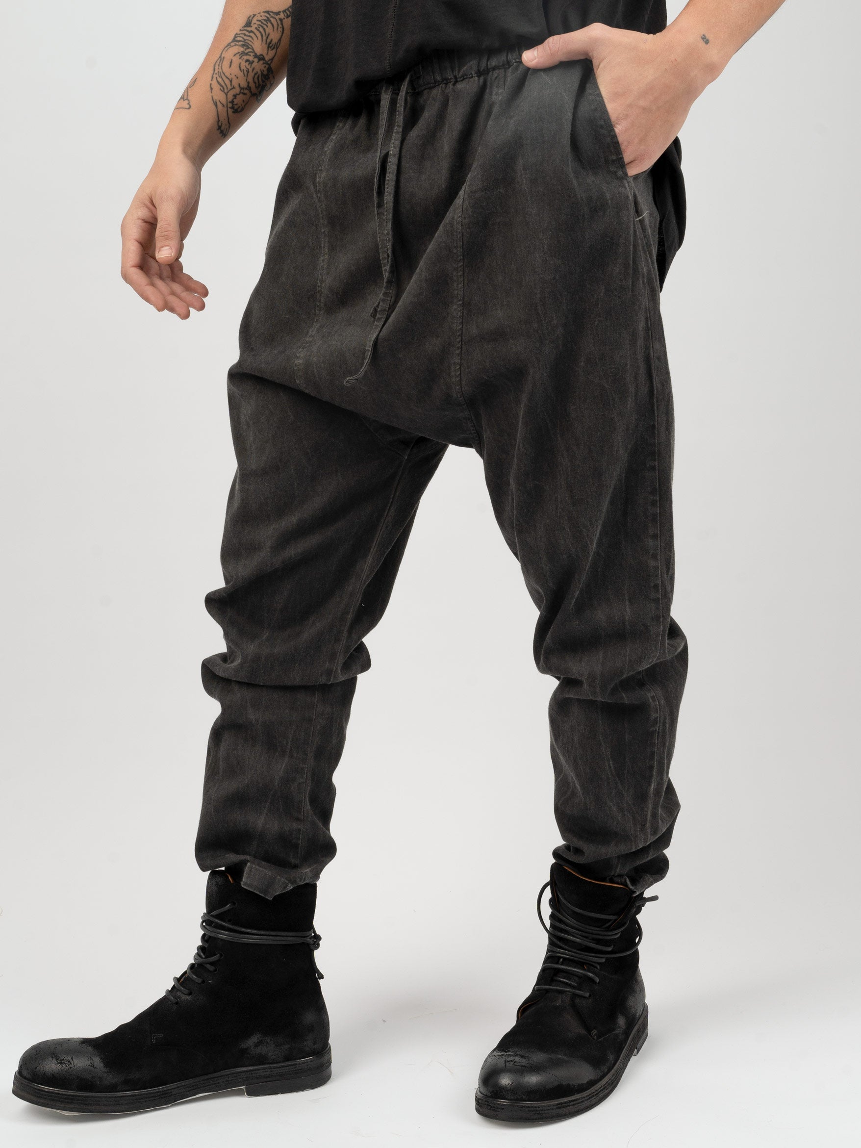 Drop Crotch Drill Cotton Pants - INN7