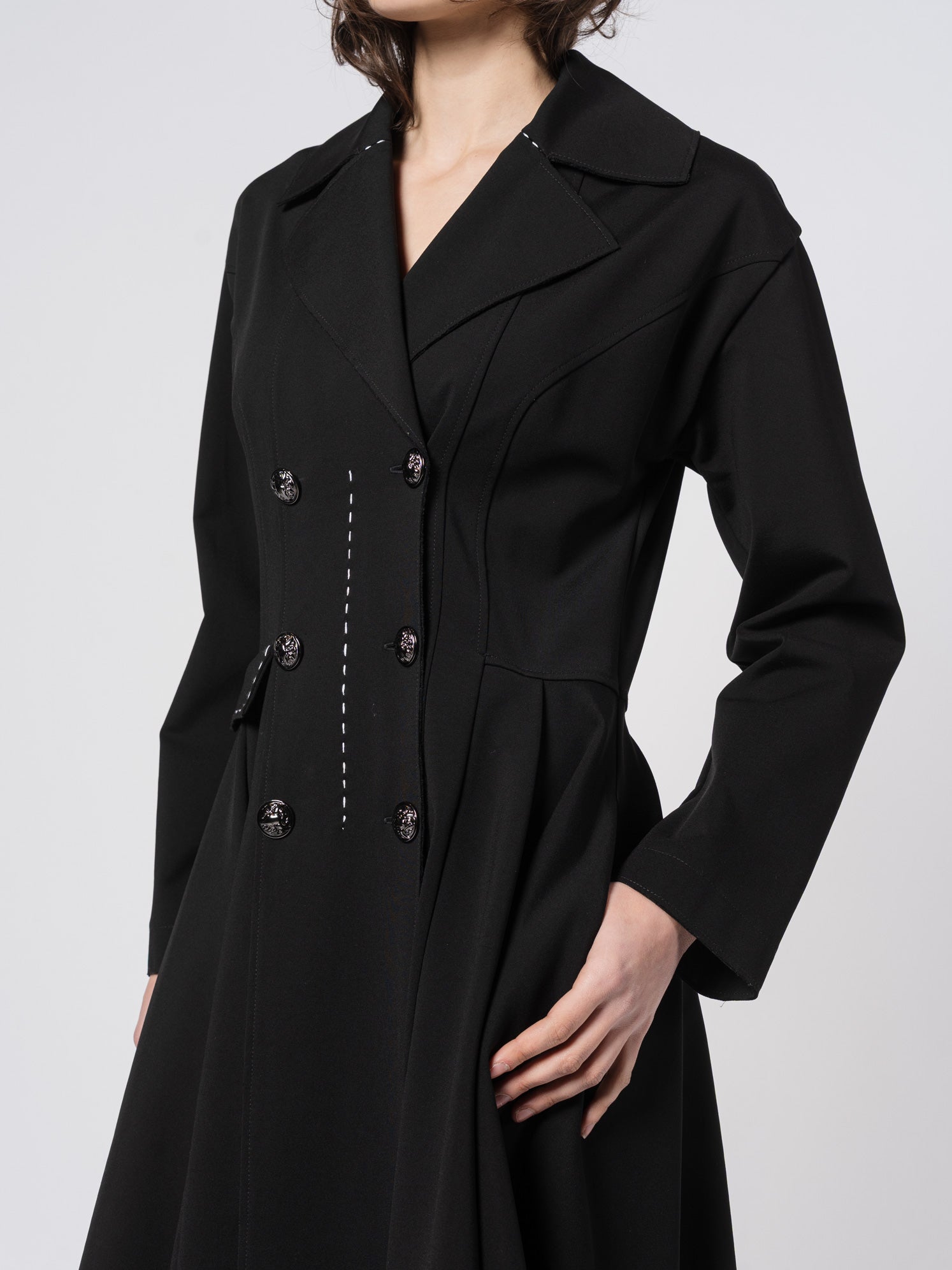 Seamed Long Tailored Coat