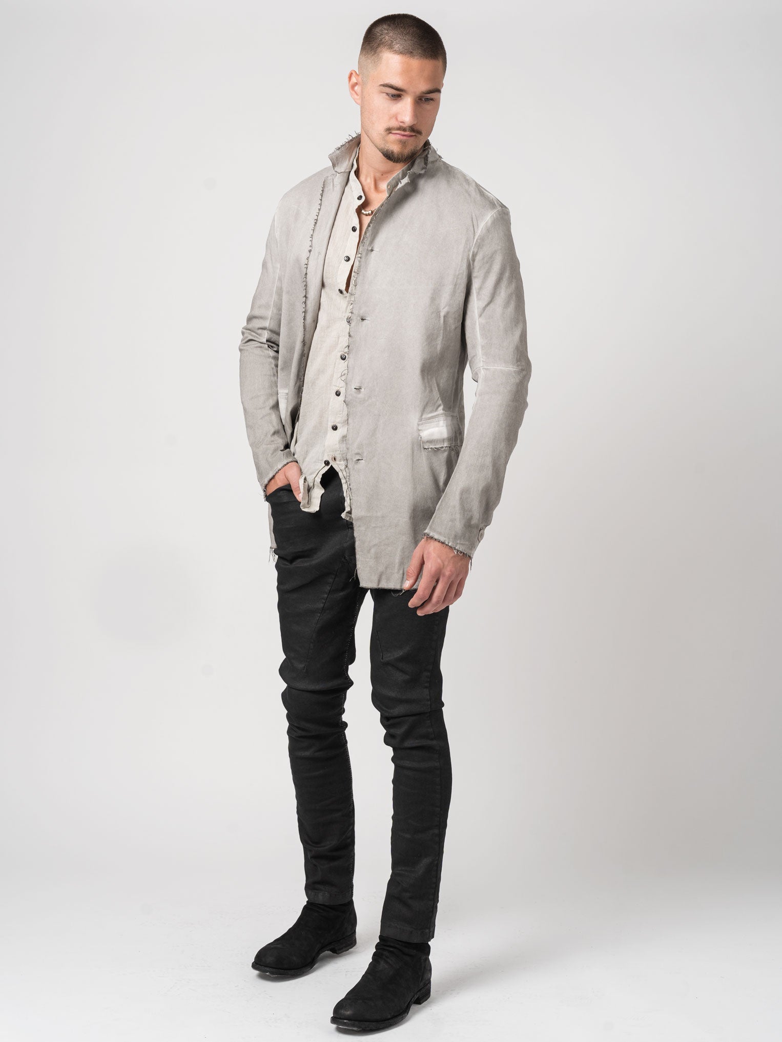 Frayed Edge Cotton Blazer