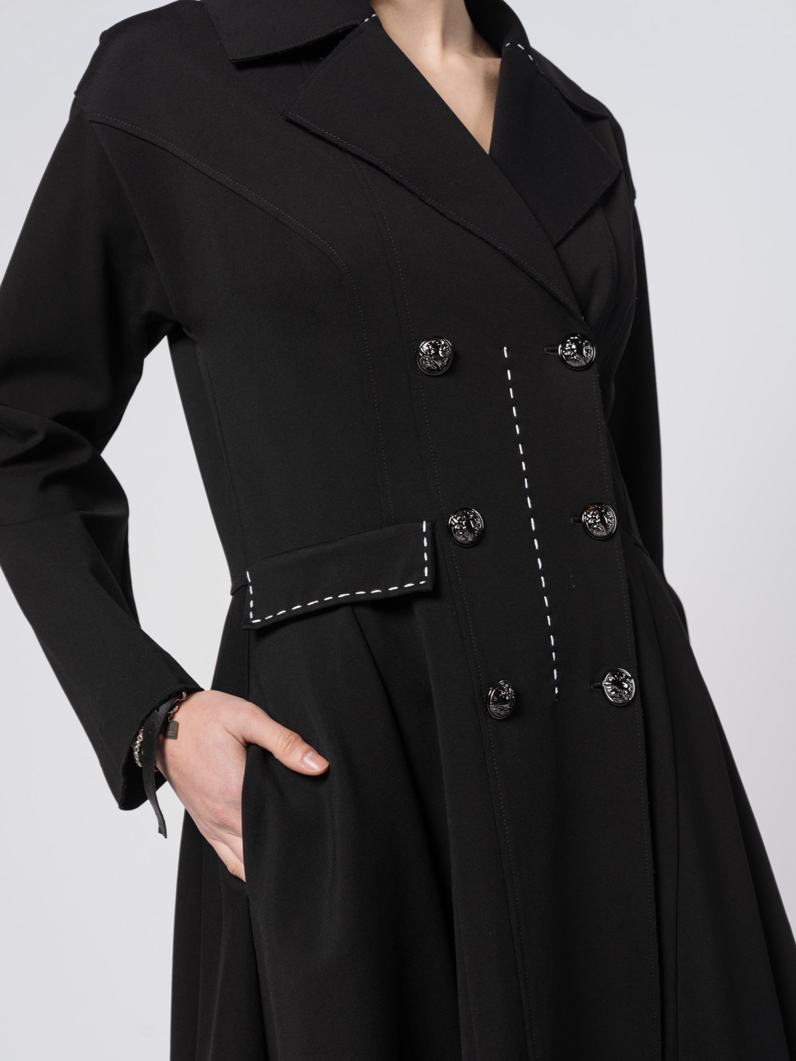 Seamed Long Tailored Coat