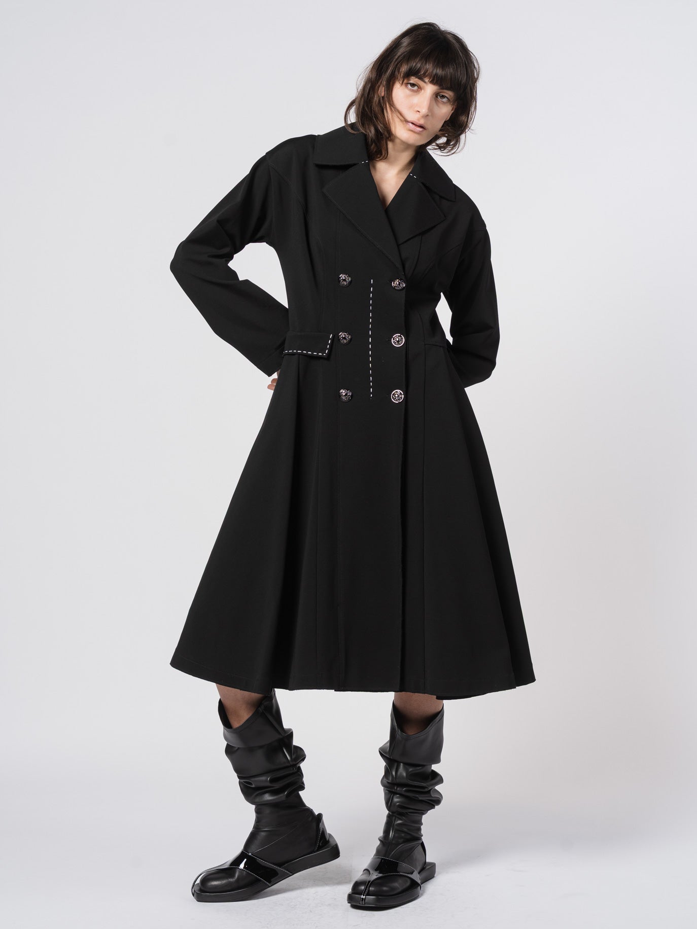 Seamed Long Tailored Coat