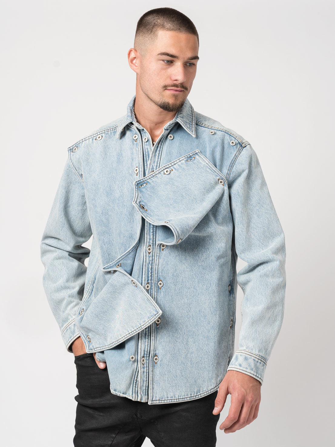 Snap-Off Denim Shirt