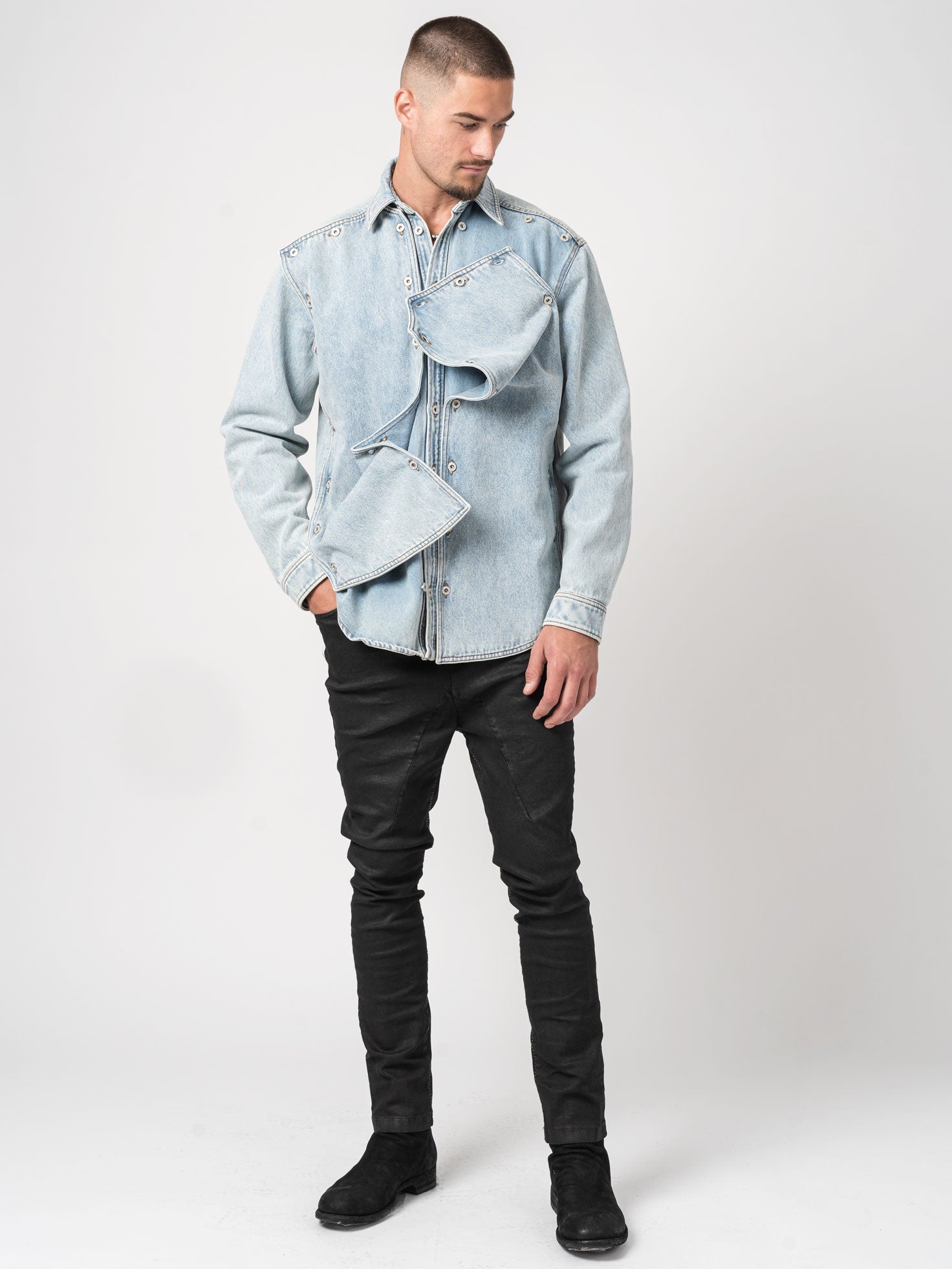 Snap-Off Denim Shirt