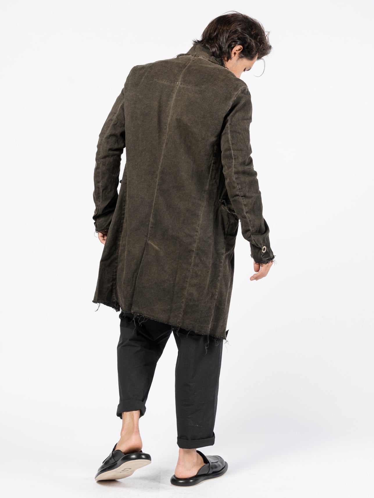 Washed Cotton Long Buttoned Coat - INN7