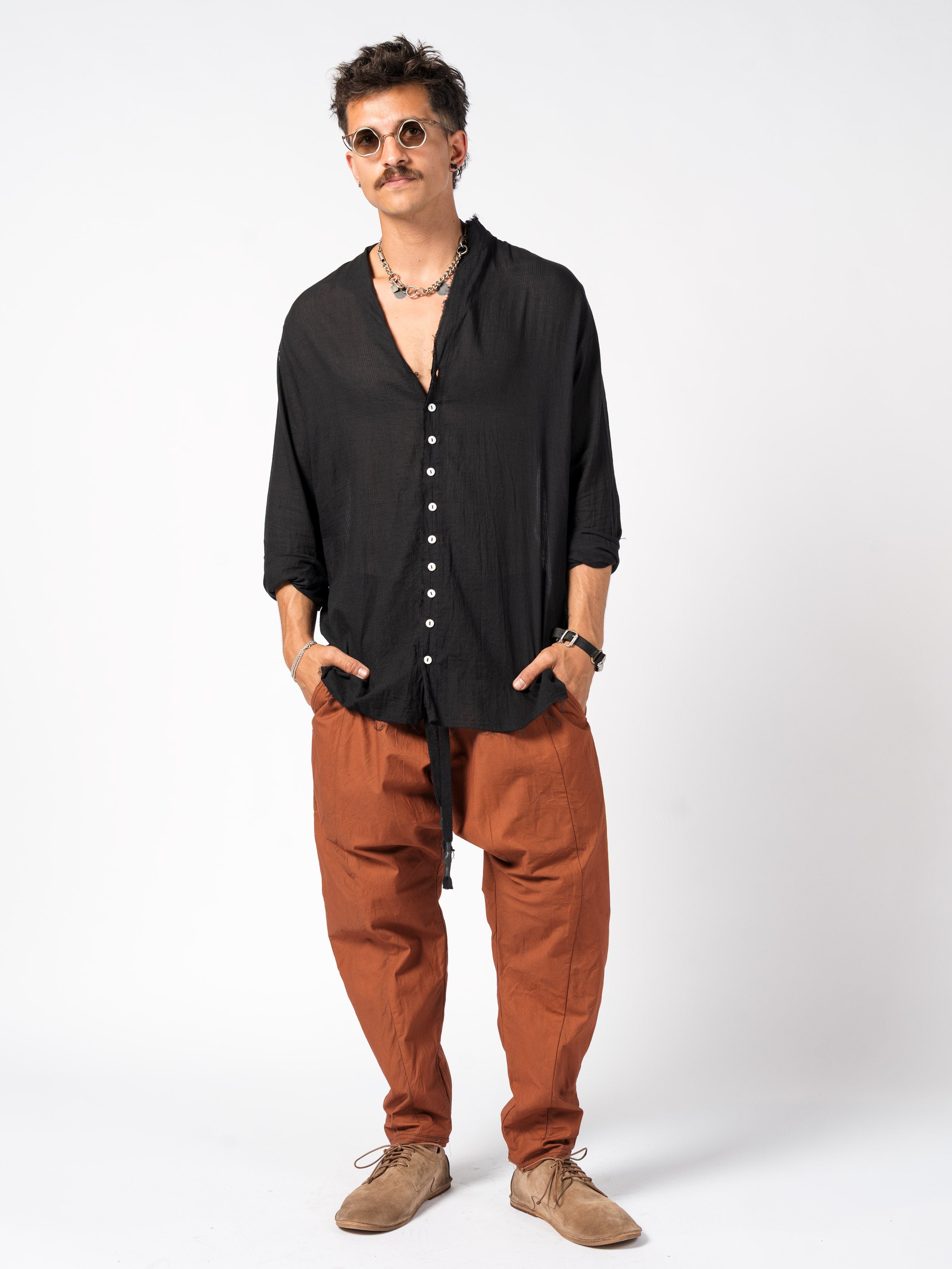 Drop-Crotch Cotton Pants