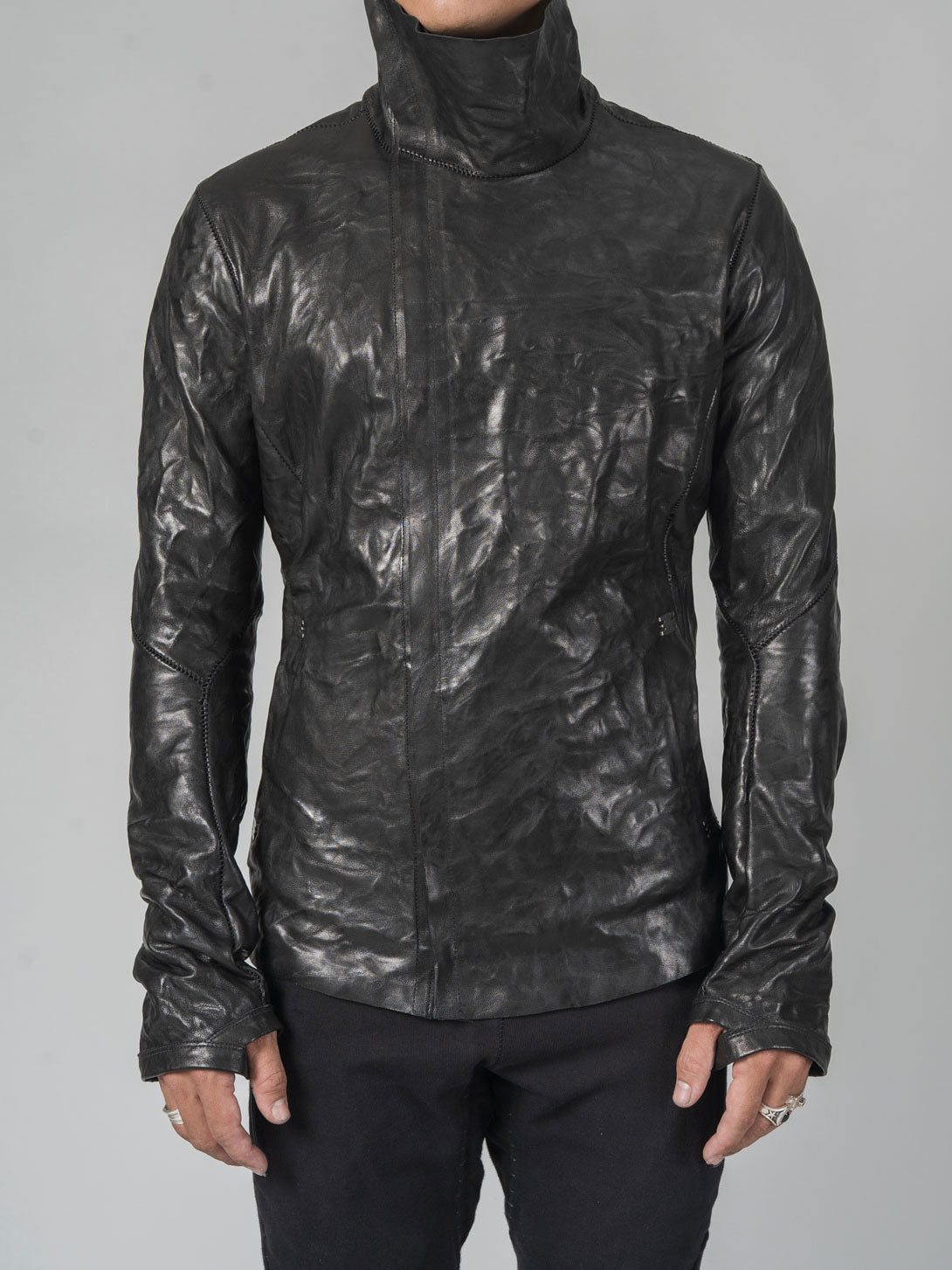 Leather High-Neck Jacket