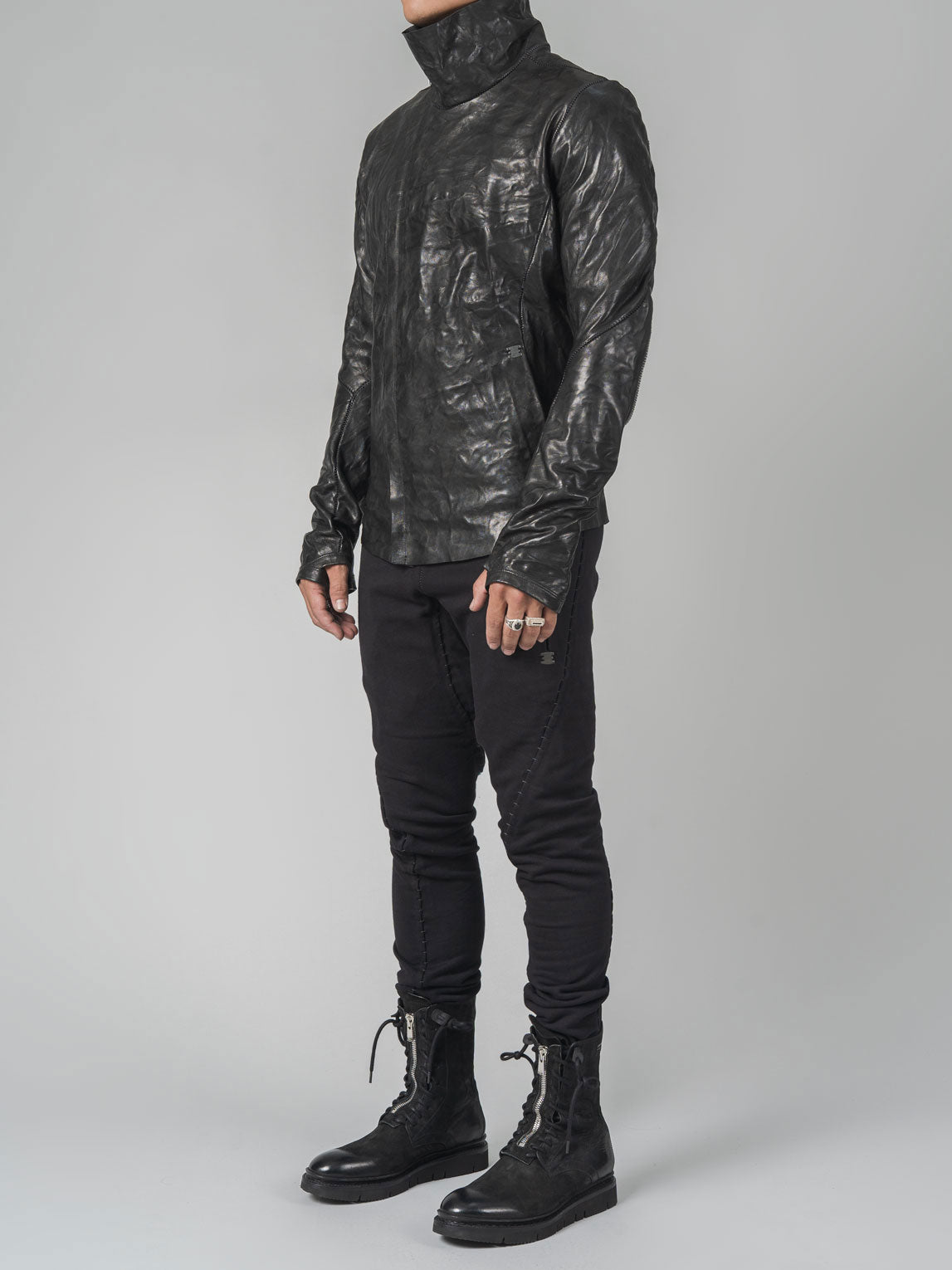 Leather High-Neck Jacket