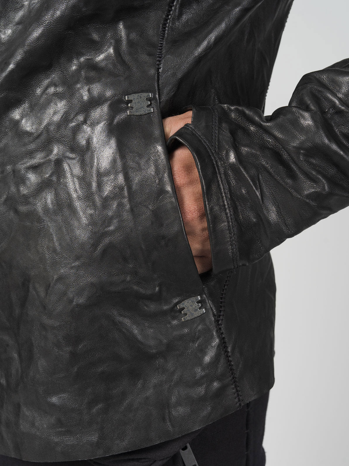 Leather High-Neck Jacket