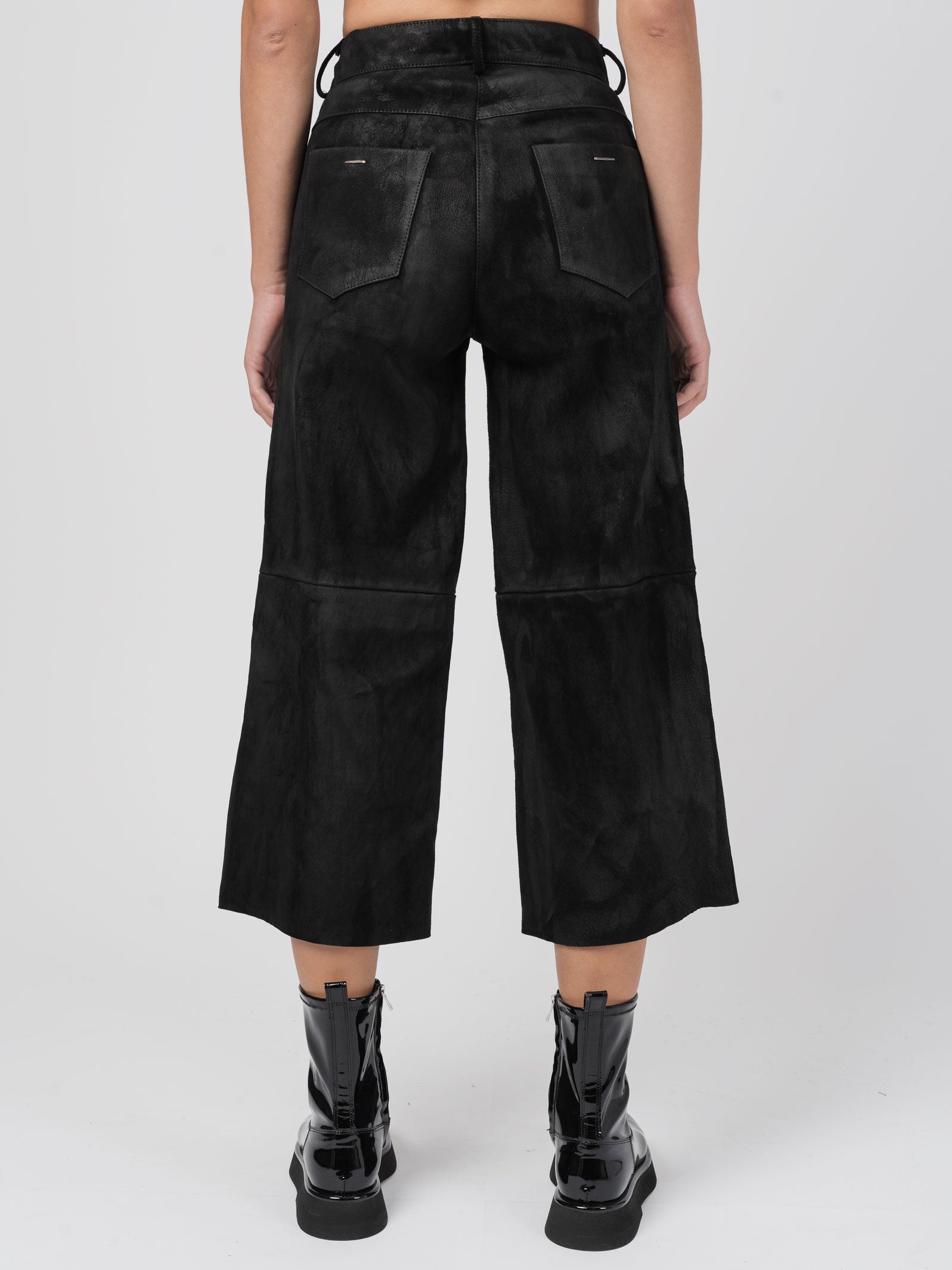 Cropped Wide-Leg Leather Pants