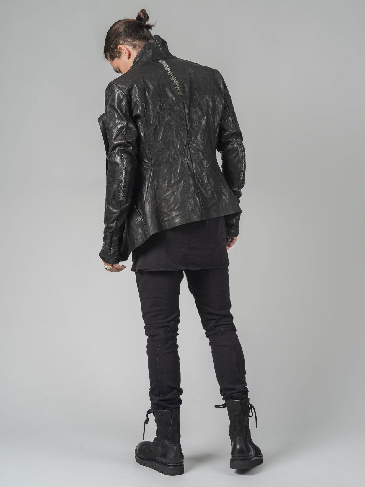 Leather High-Neck Jacket