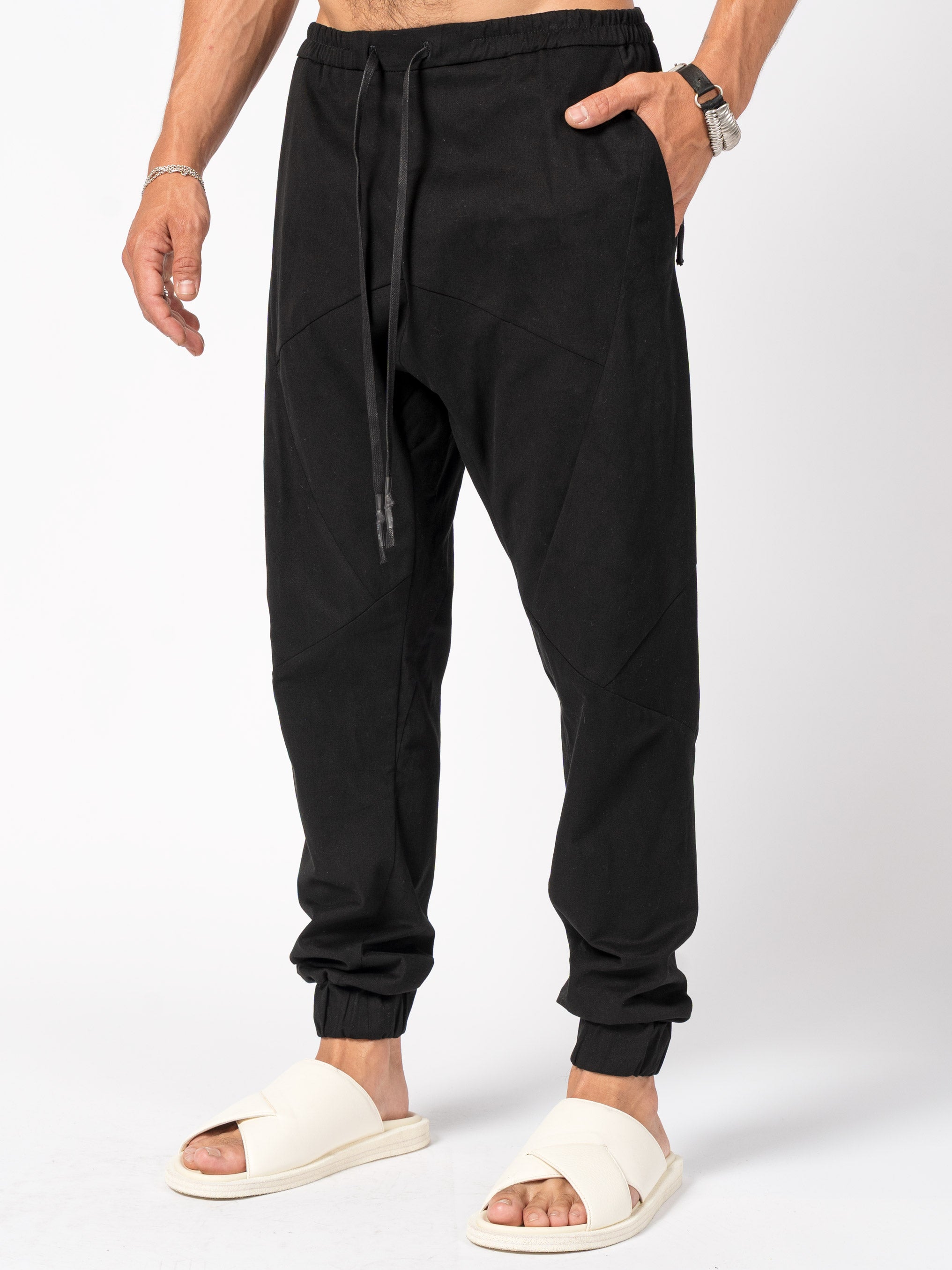 Tapered Cotton Blend Pants