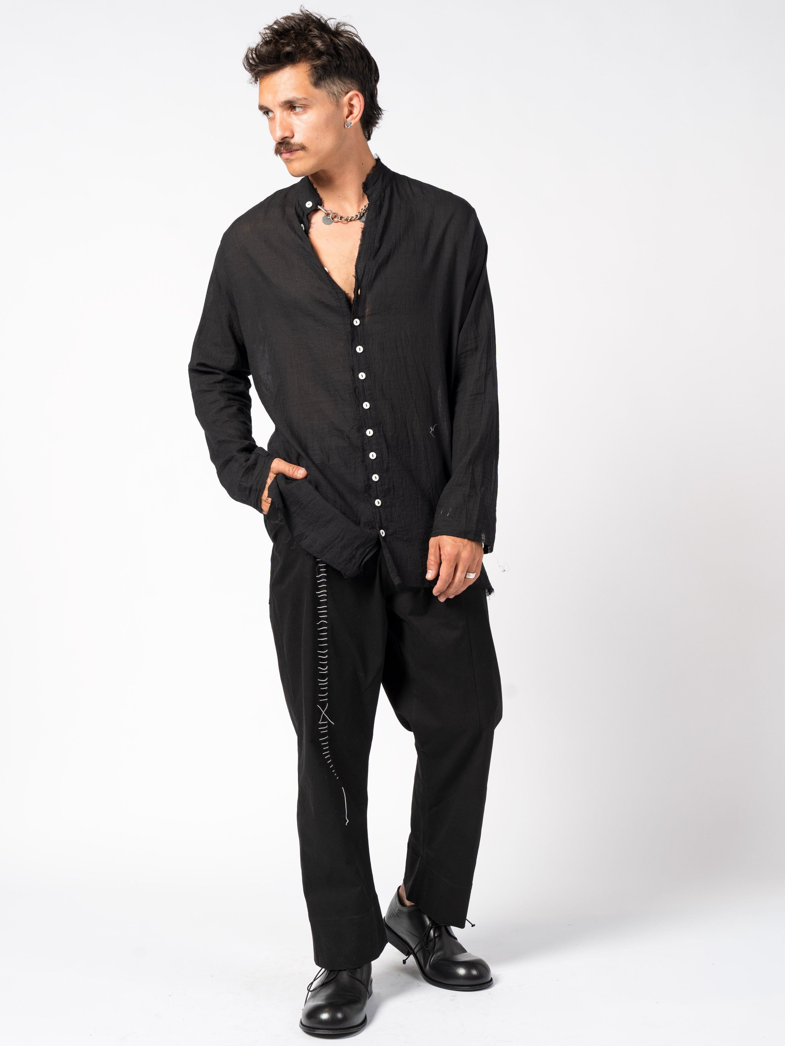 Trousers with Hand-Stitched Detailing