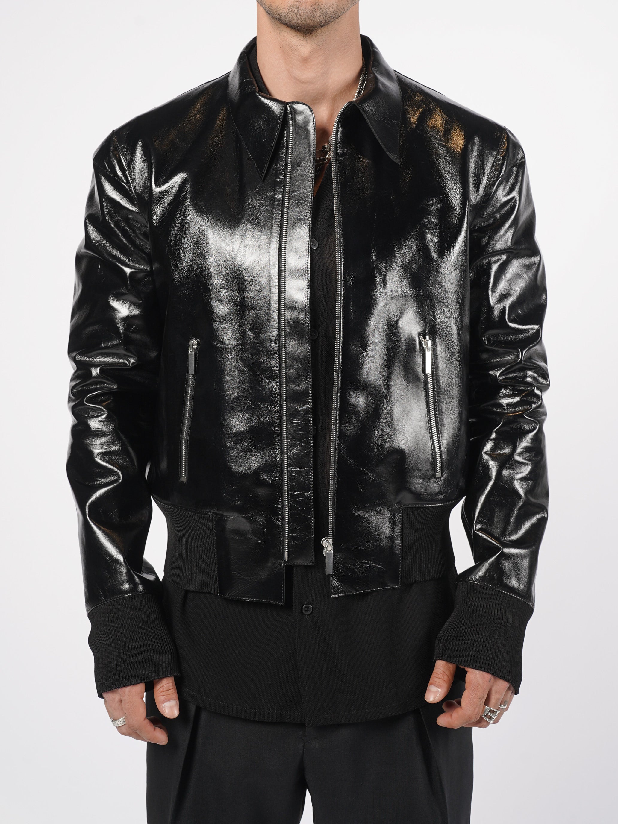 Glossed Leather Zip Jacket - INN7