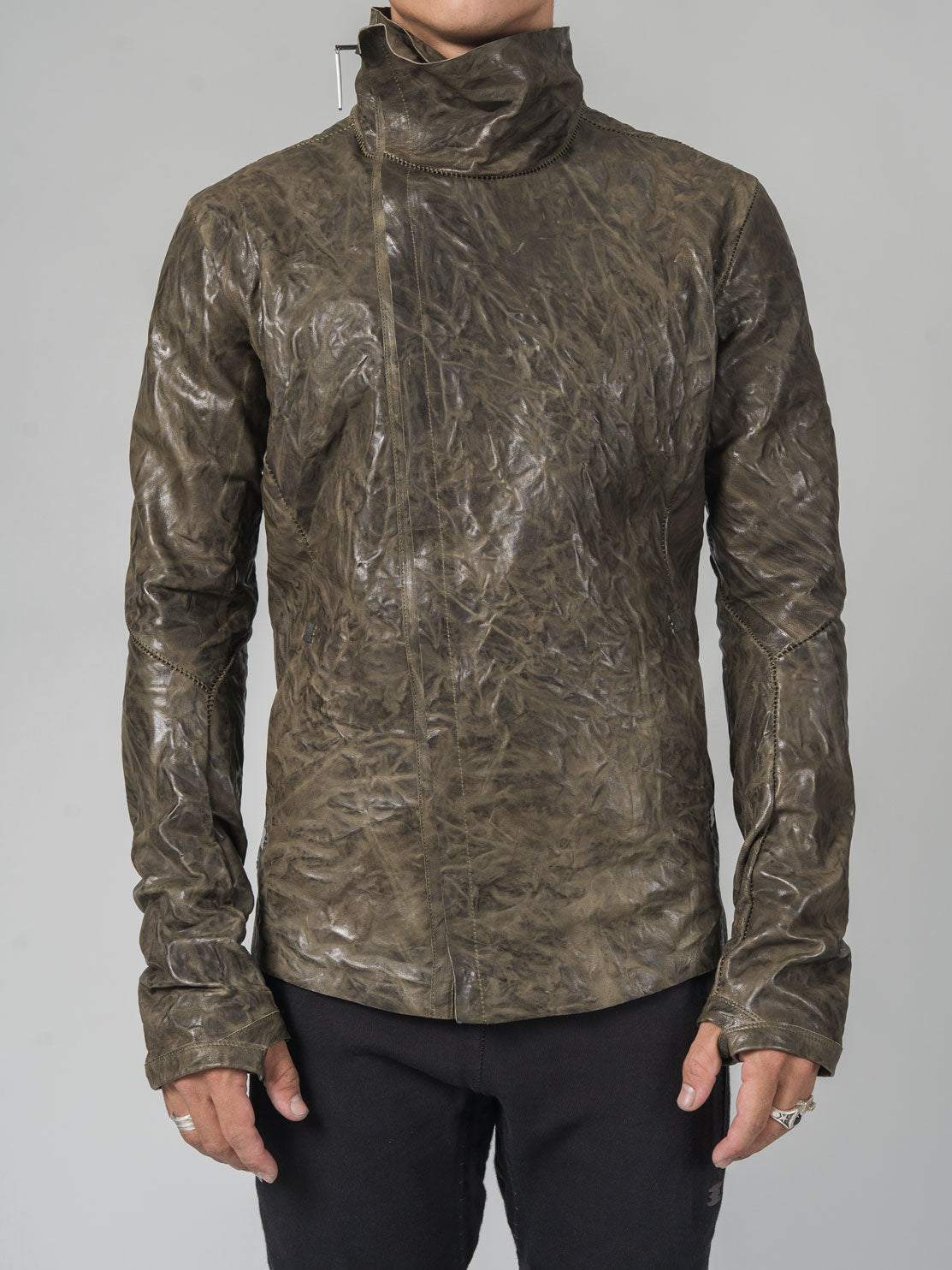 Leather High-Neck Jacket