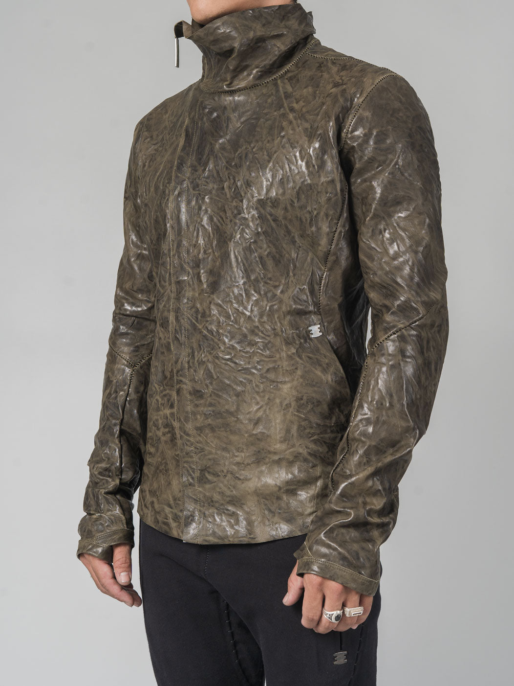 Leather High-Neck Jacket