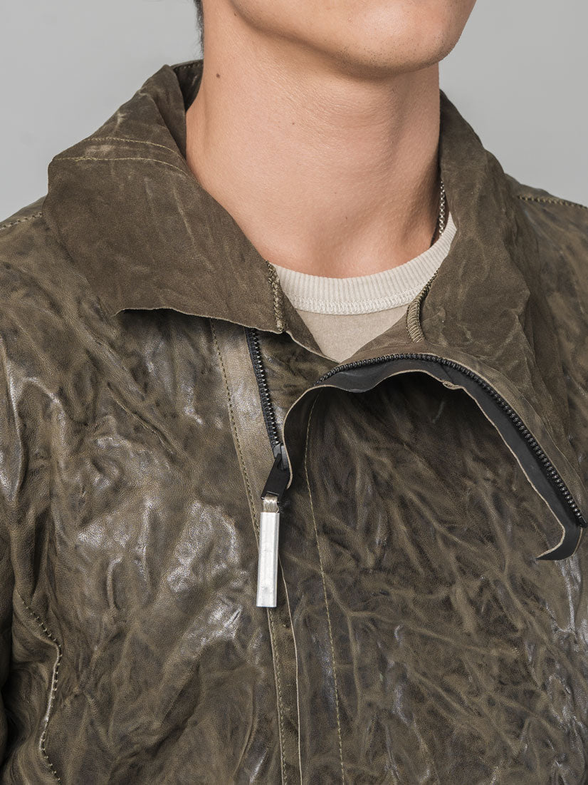 Leather High-Neck Jacket