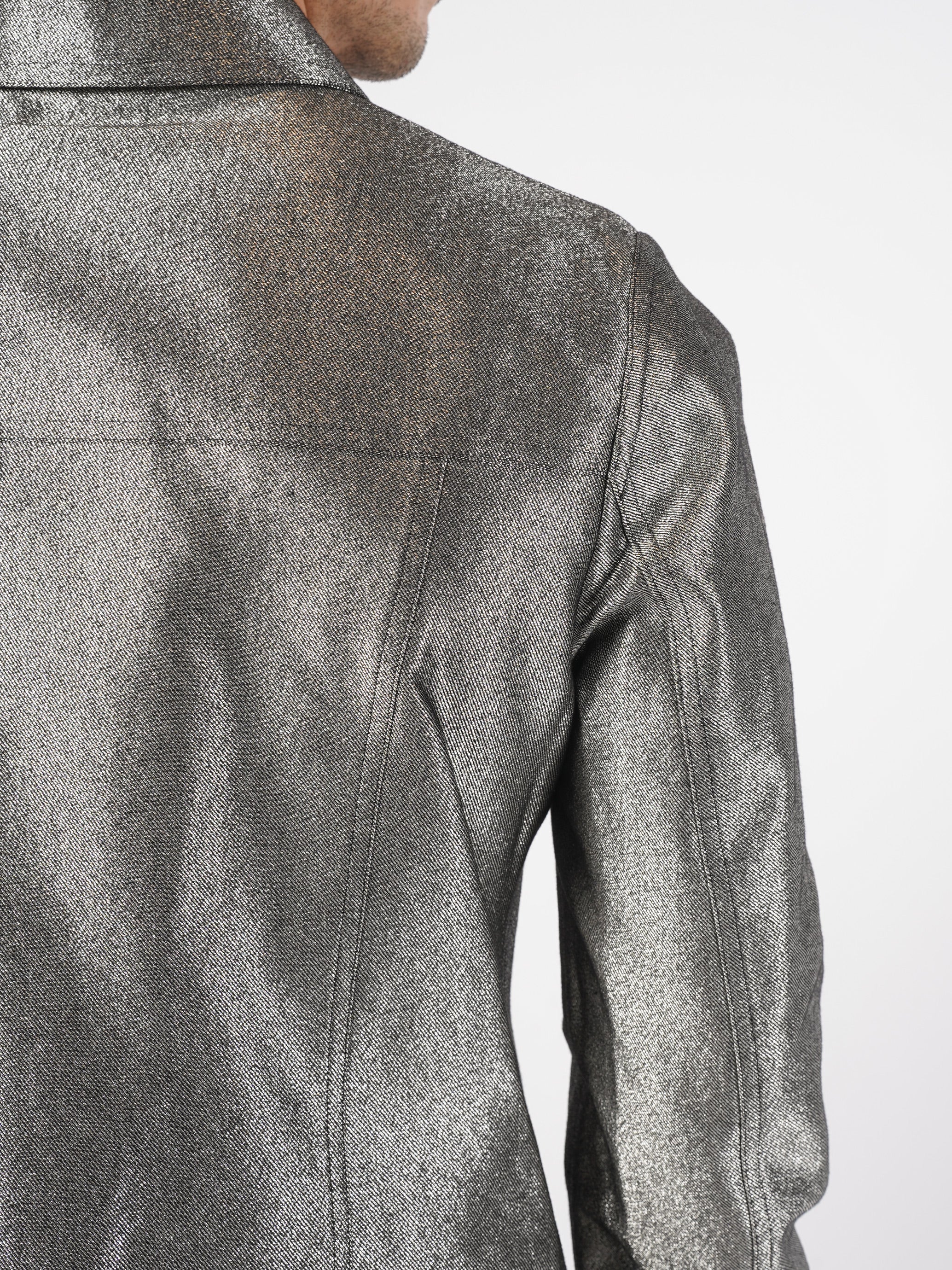 Metallic Finish Cropped Jacket - INN7