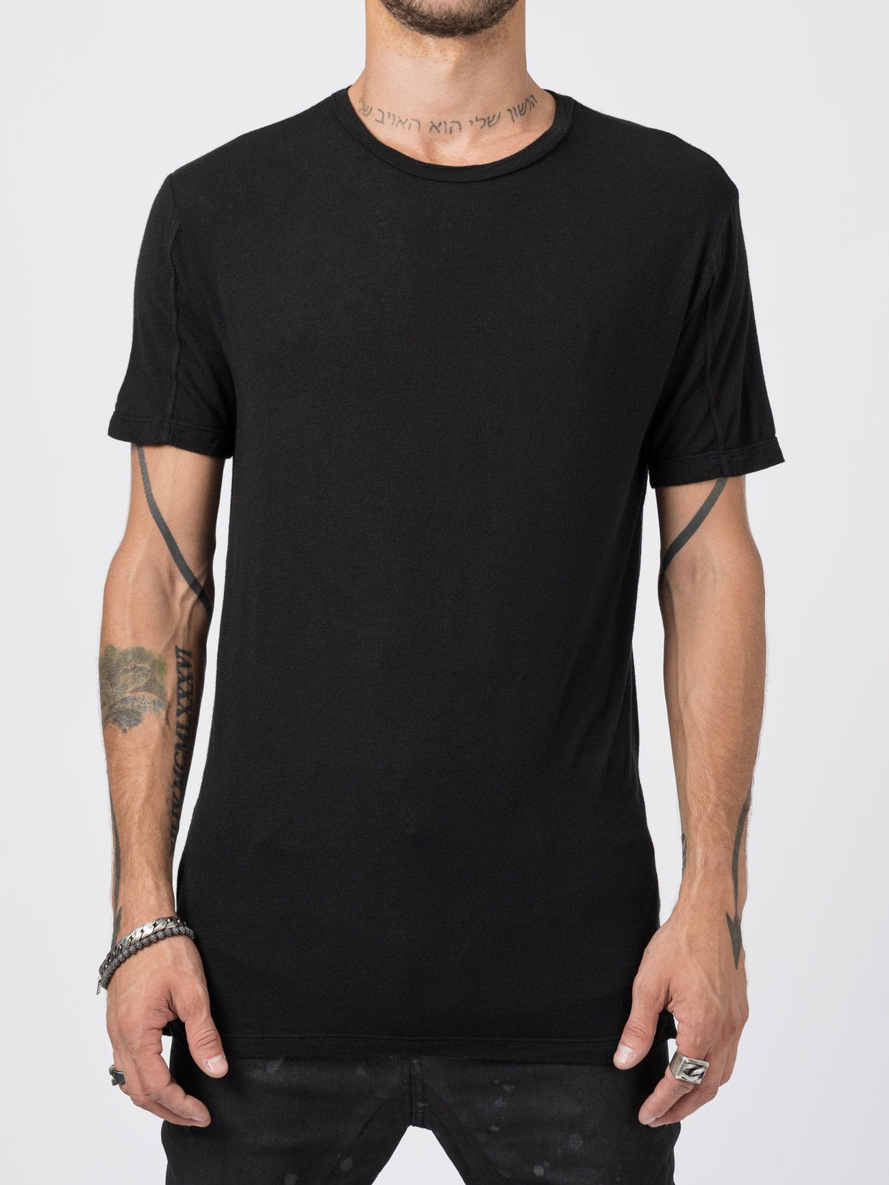 Double-Faced High-Neck Long Sleeve T-Shirt