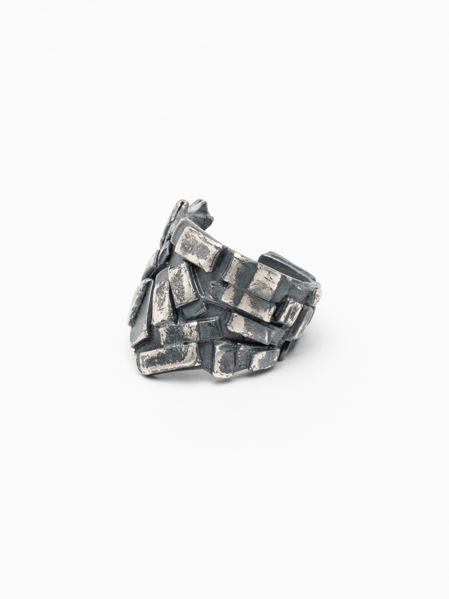 Silver Fragmented Texture Ring