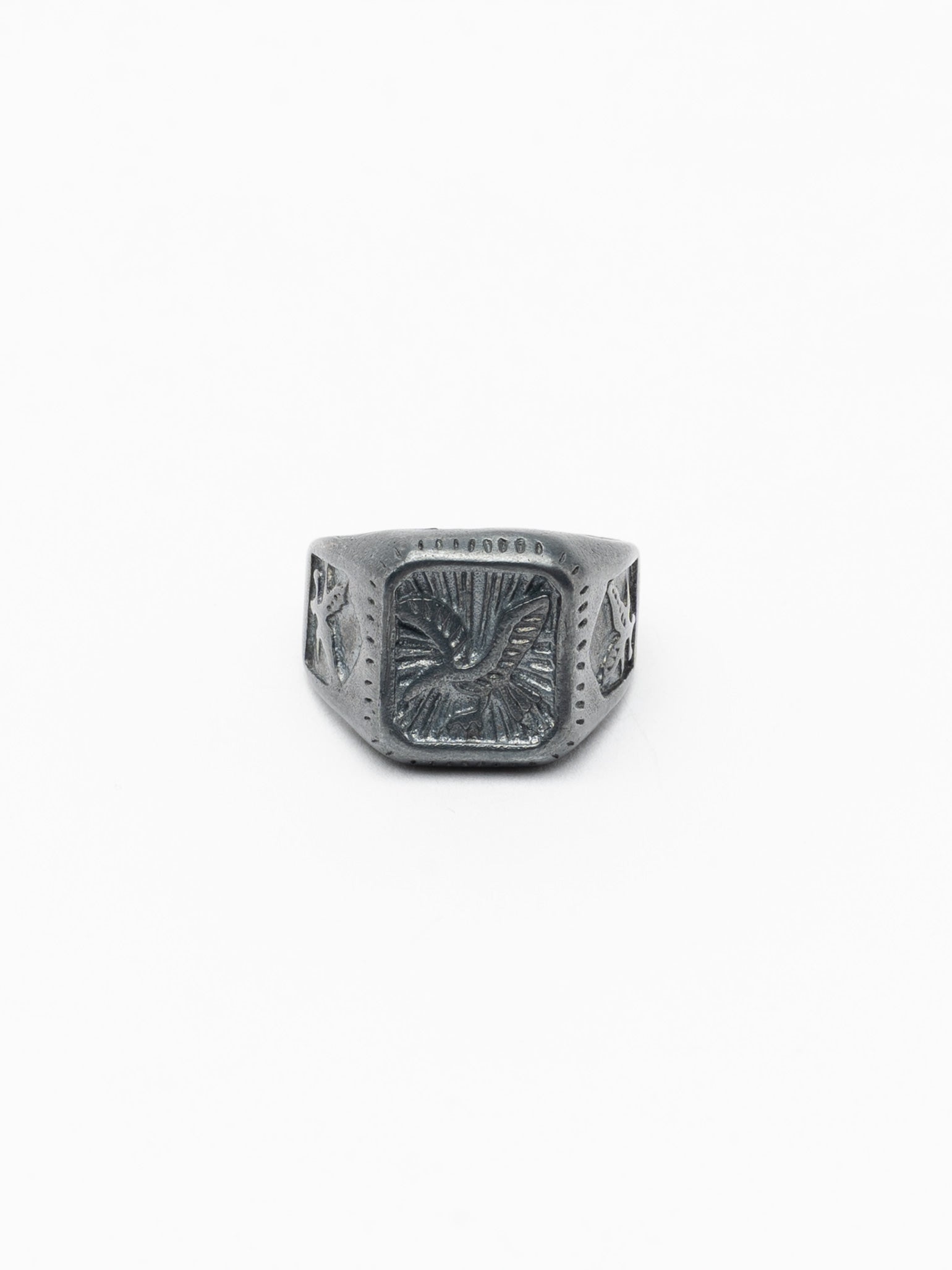 Silver Signet Ring with Engraved Symbols