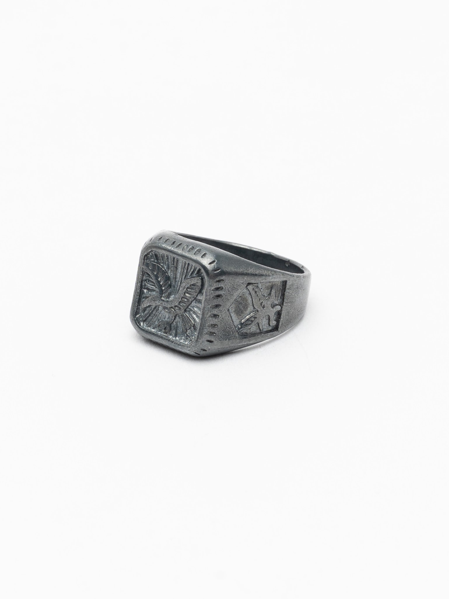 Silver Signet Ring with Engraved Symbols