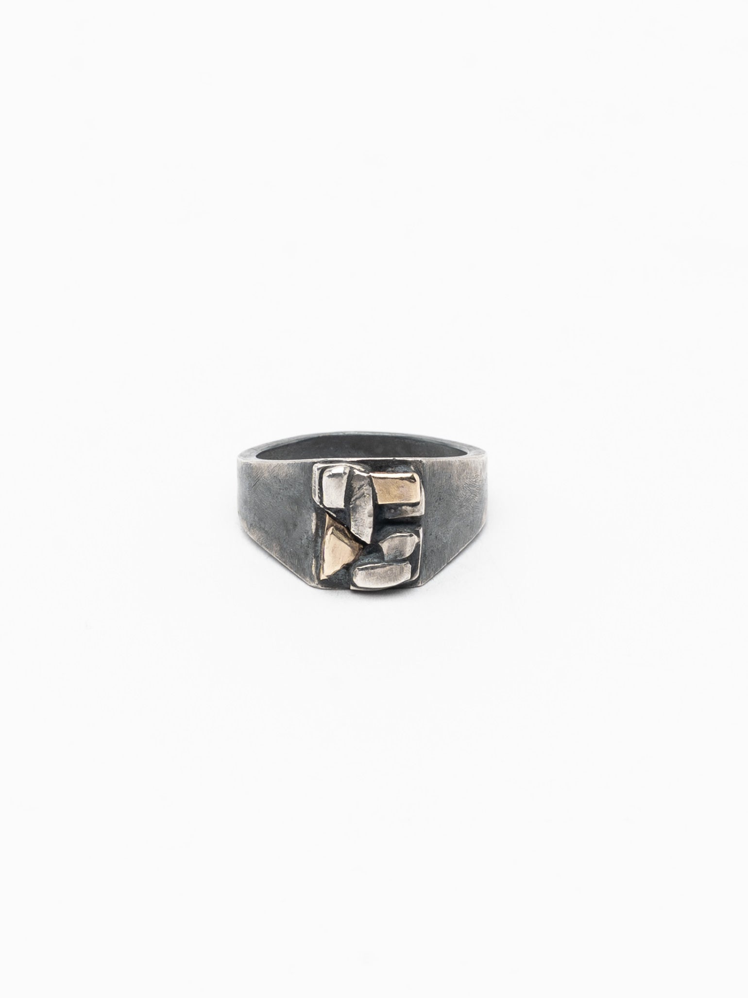 Signet Ring with Geometric Gold Inlays