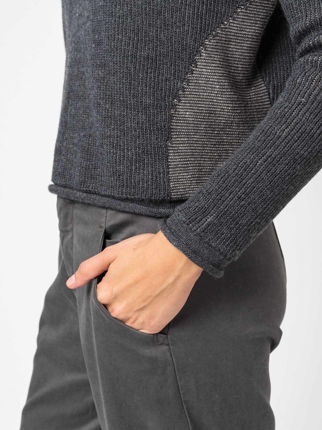 Turtleneck Knit in Two-Tone Ribbed