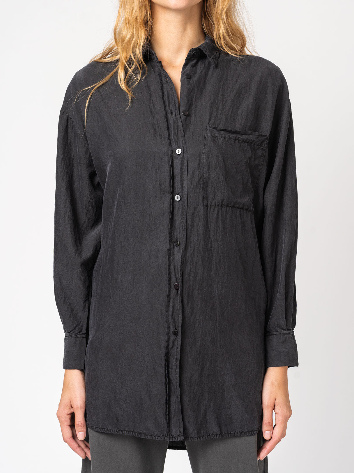 Silk Blend Overshirt with Pocket