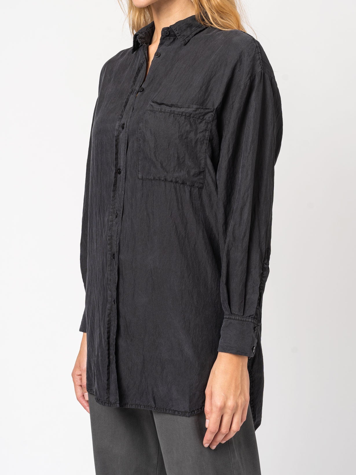 Silk Blend Overshirt with Pocket