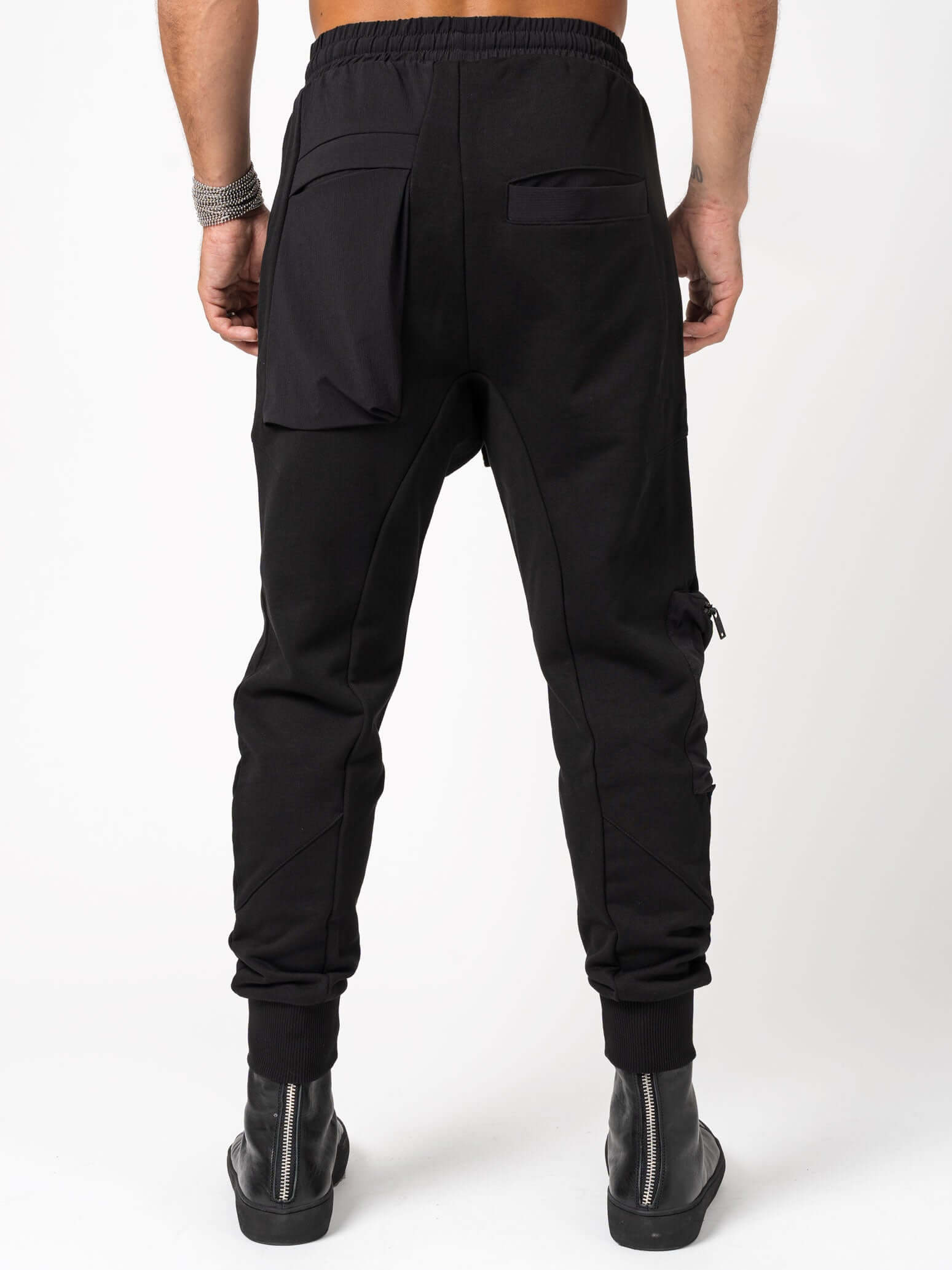 Drop crotch jersey trousers