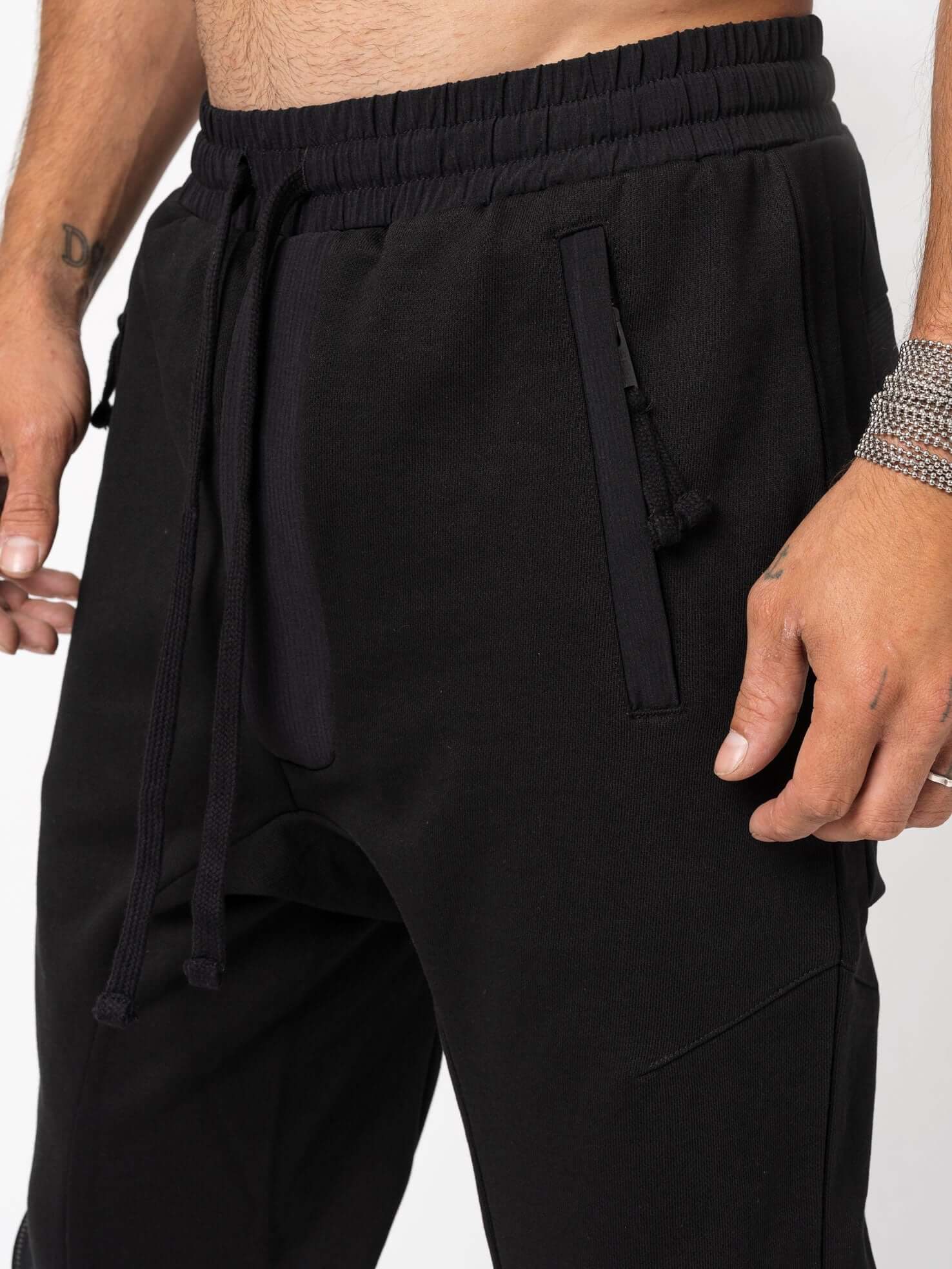 Drop crotch jersey trousers