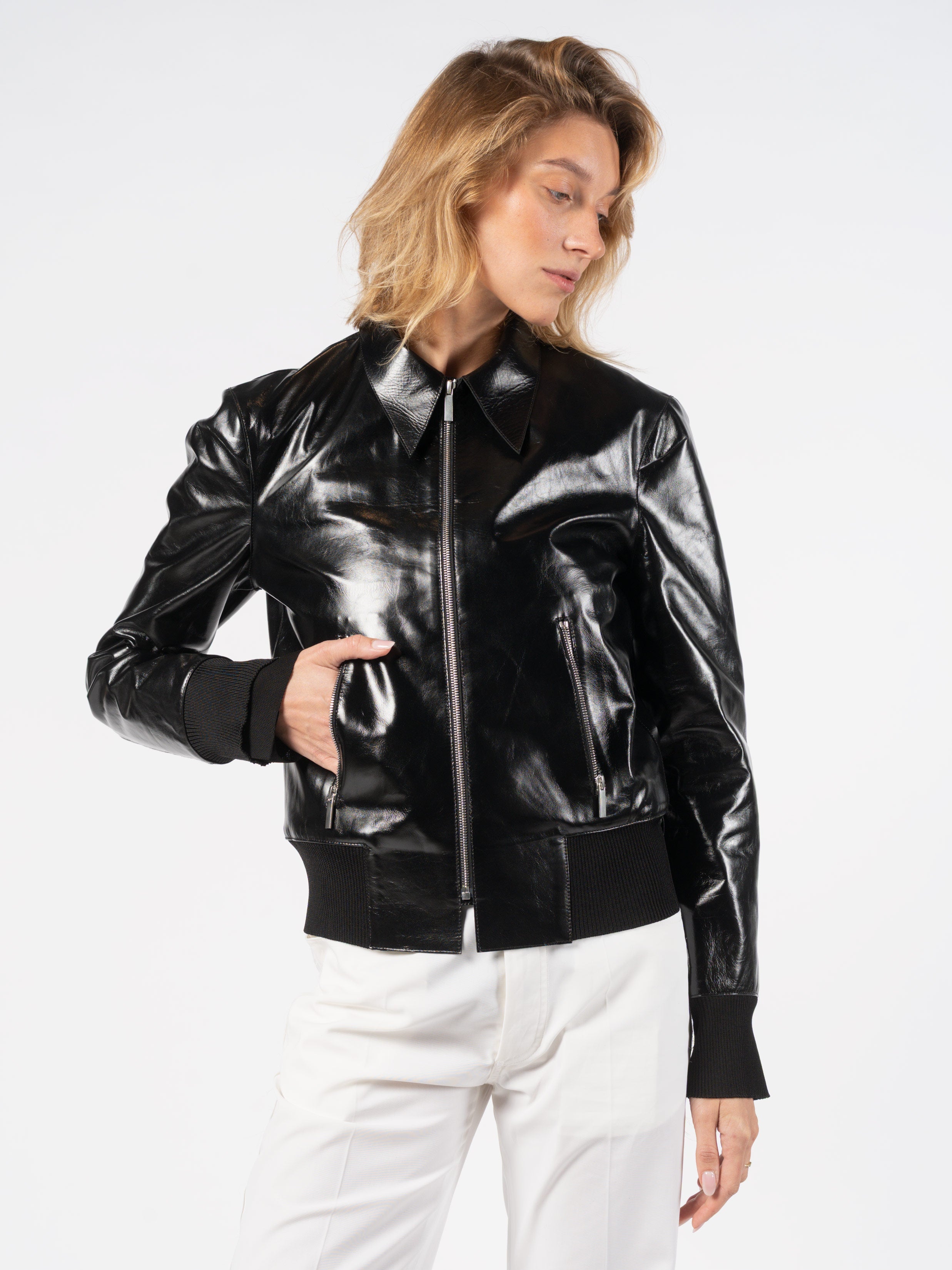 Glossed Leather Zip Jacket - INN7