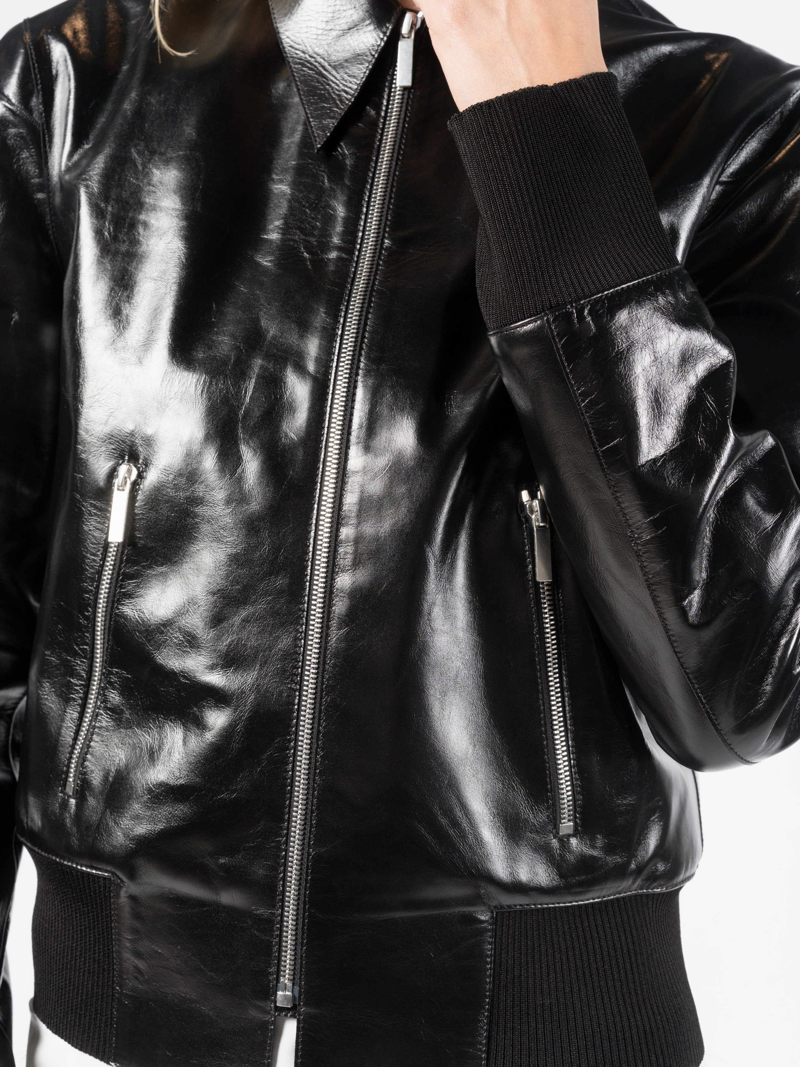 Glossed Leather Zip Jacket - INN7