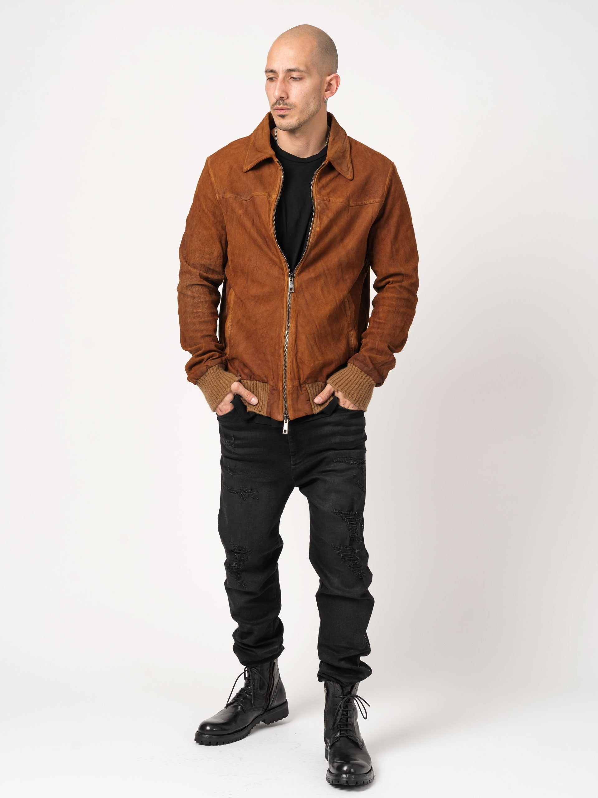 Brushed Lambskin Leather Jacket