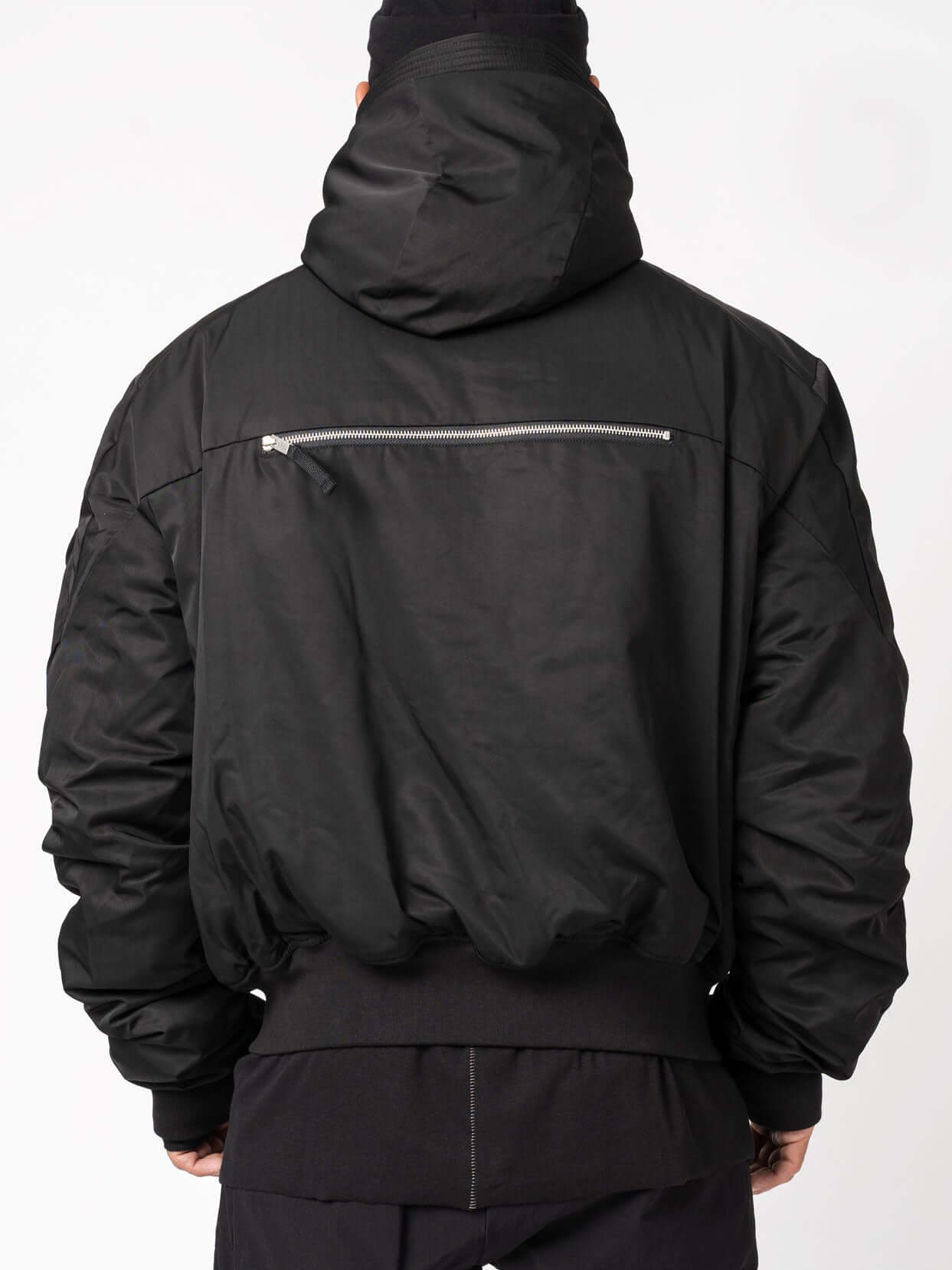 Hooded nylon bomber jacket